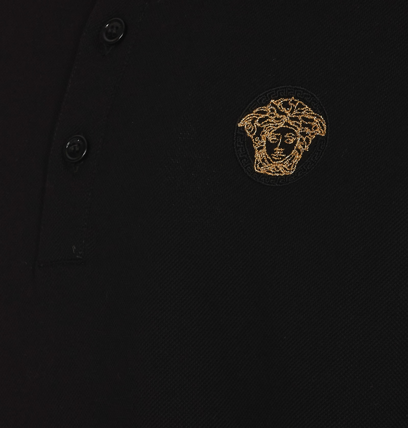 Shop Versace Greca Polo In Black