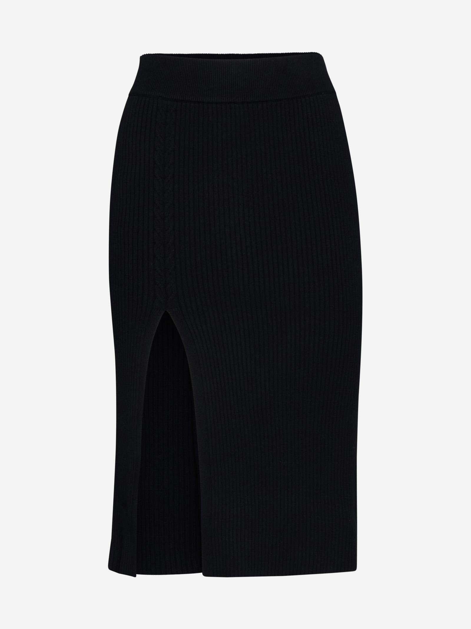 Shop Filippa K Ribbed Knit Skirt In Black
