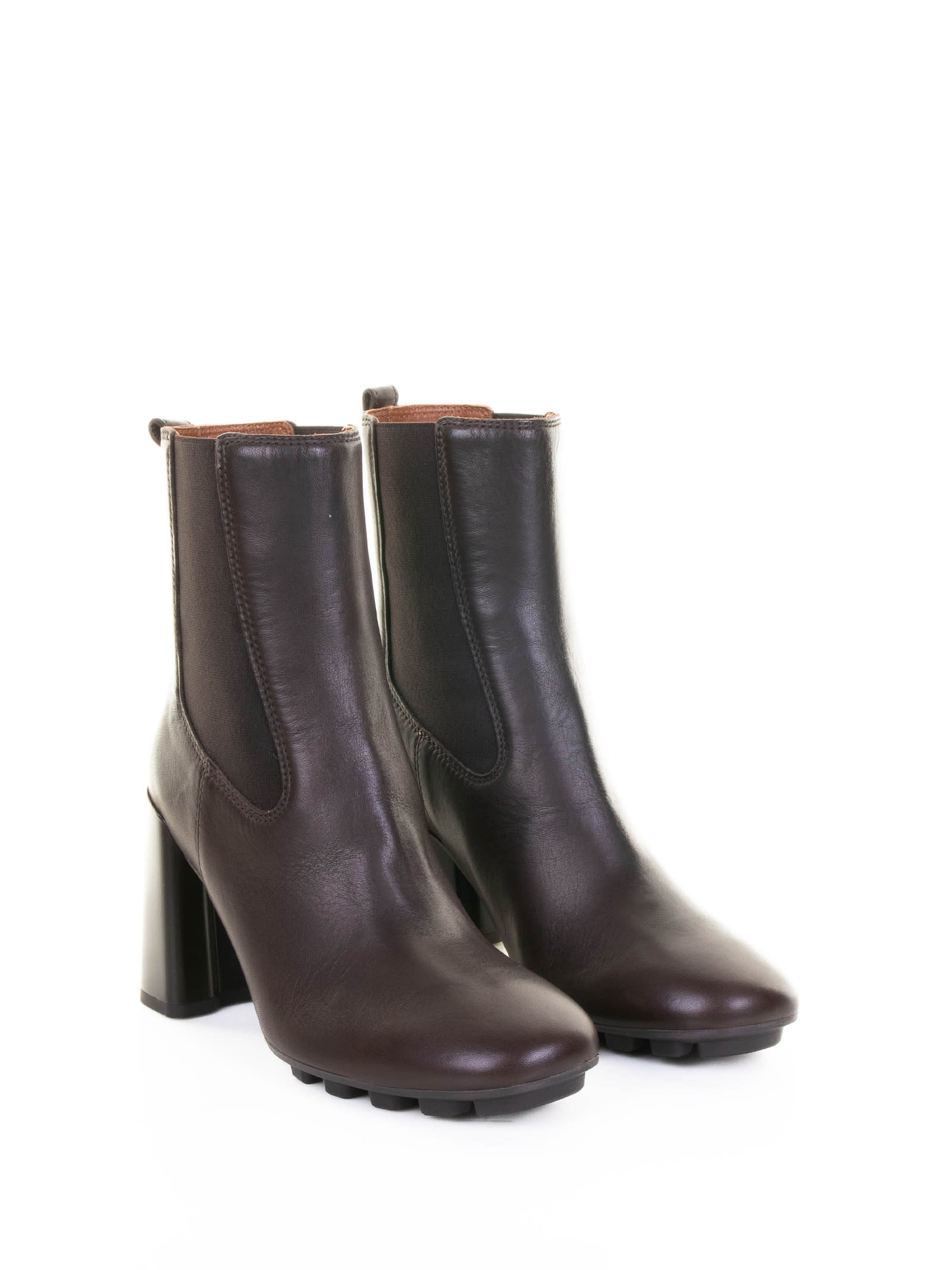 Hogan 90mm Block-heel Leather Boots In Brown