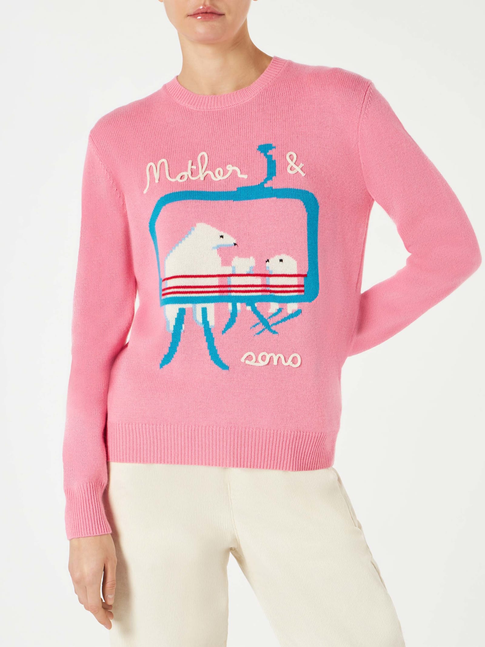 Shop Mc2 Saint Barth Woman Sweater With Bears Embroidery In Pink