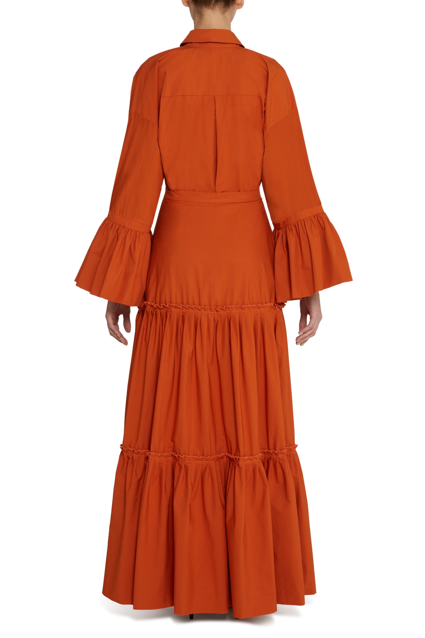 Shop Amotea Charlotte Long Skirt In Orange Poplin