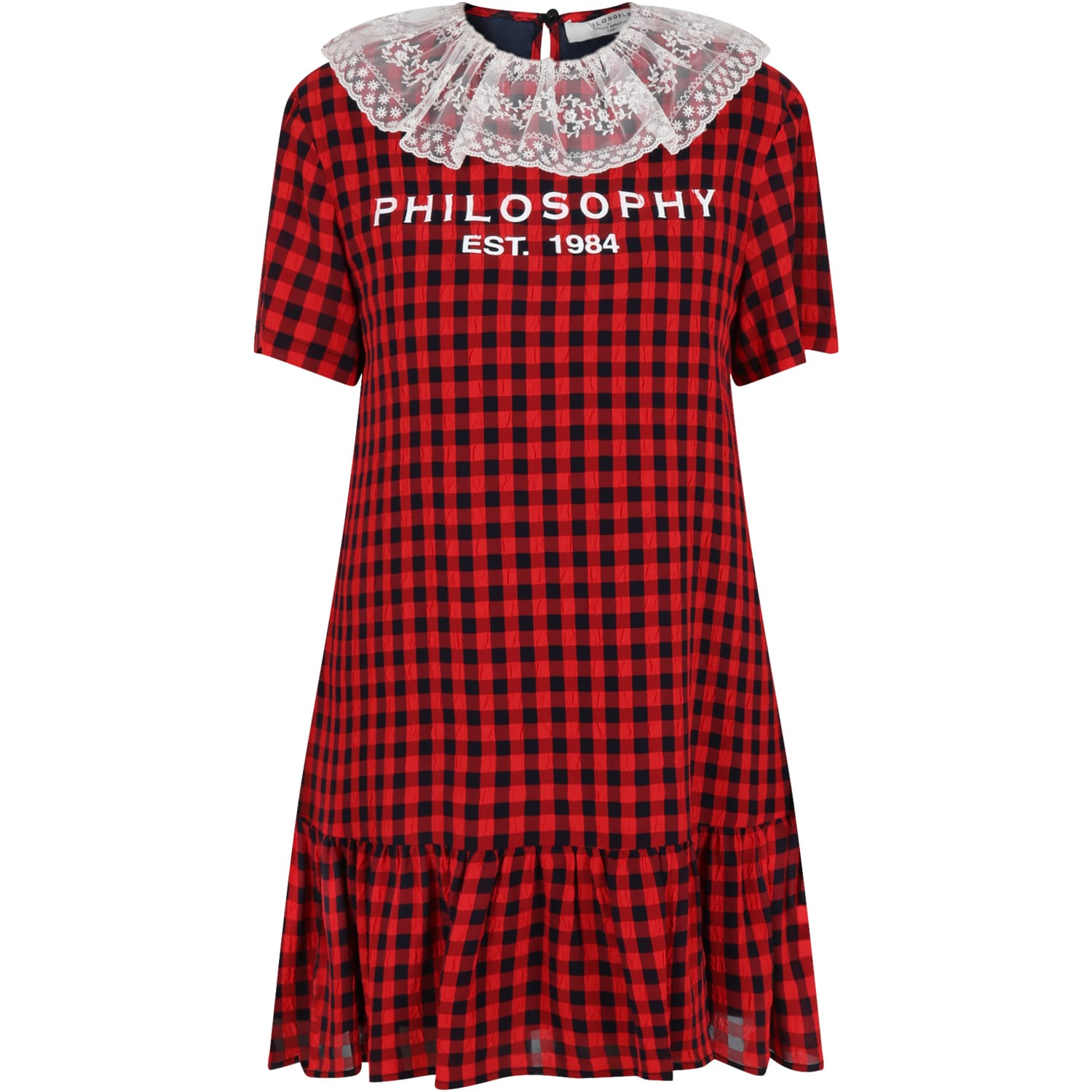 Photo of  Philosophy di Lorenzo Serafini Kids Multicolor Dress For Girl With Red Logo- shop Philosophy di Lorenzo Serafini Kids Dresses online sales