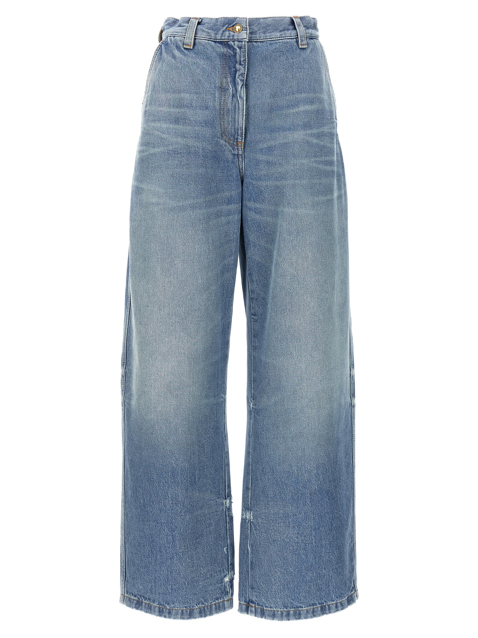 Shop Palm Angels Washed Logo Jeans In Light Blue