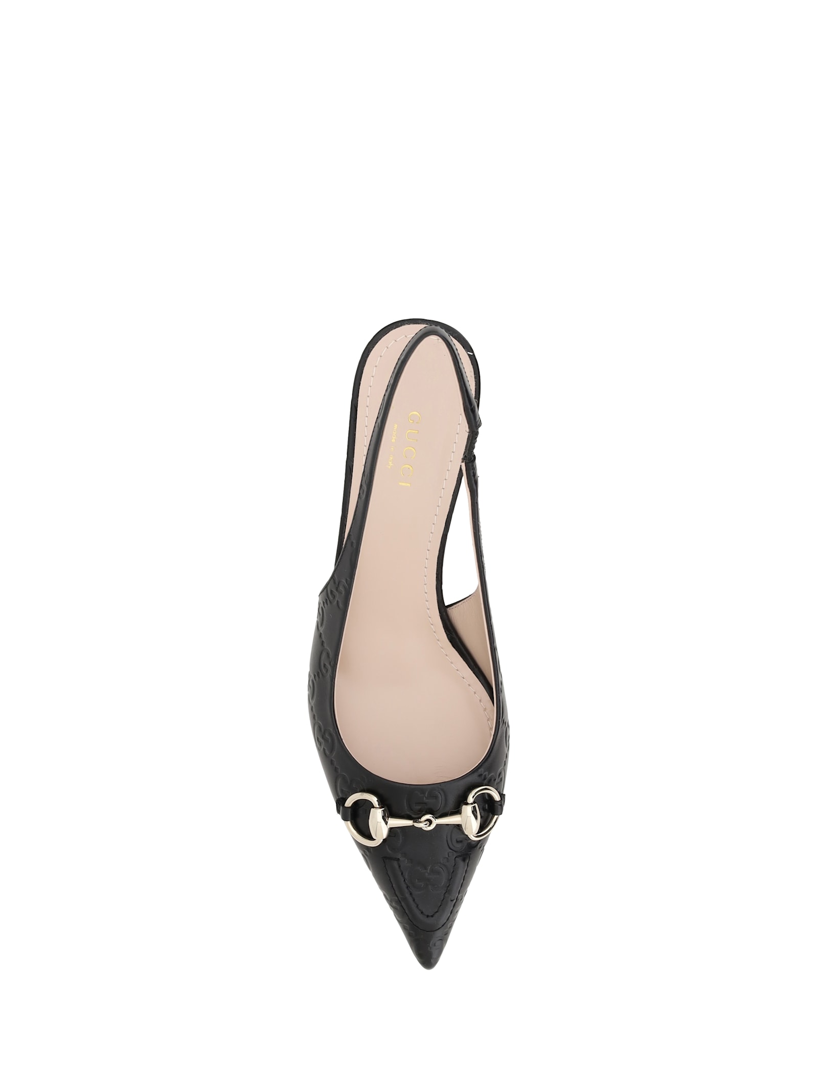 Gucci Horse-collar Button Open-heel Shoes In Black/black