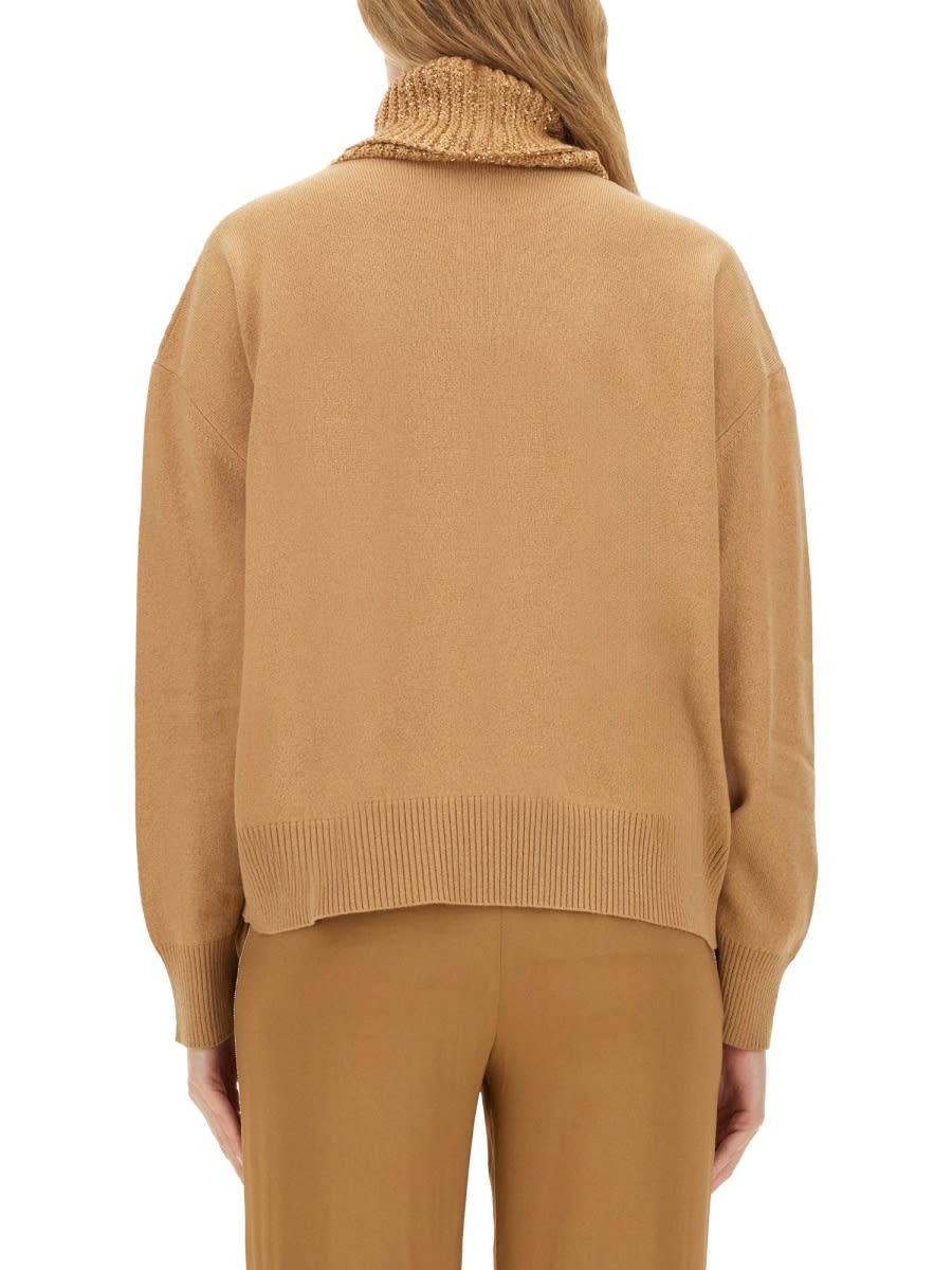 Shop Fabiana Filippi Wool Sweater In Beige