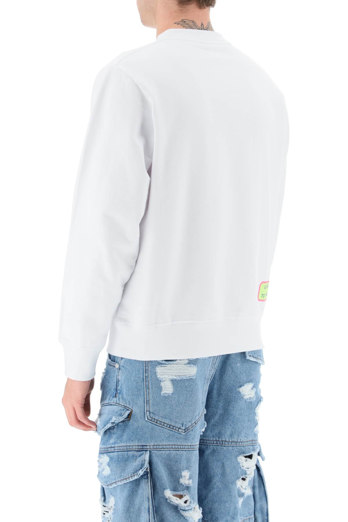 Shop Gcds Surfing Weirdo Sweatshirt In White (white)