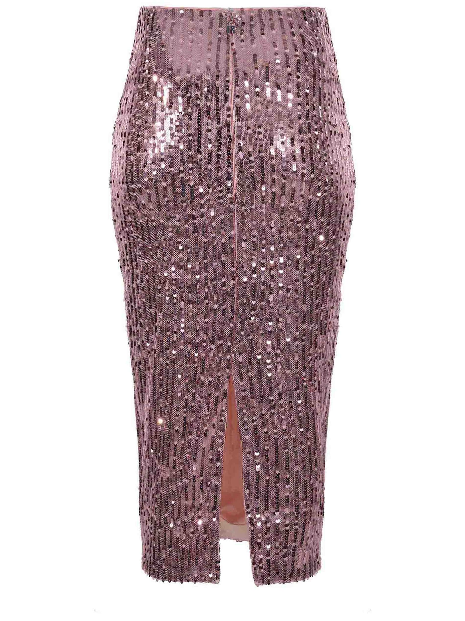 Rotate Birger Christensen Rotate Birgerchristensen Sequins Pencil Skirt In Silver Pink