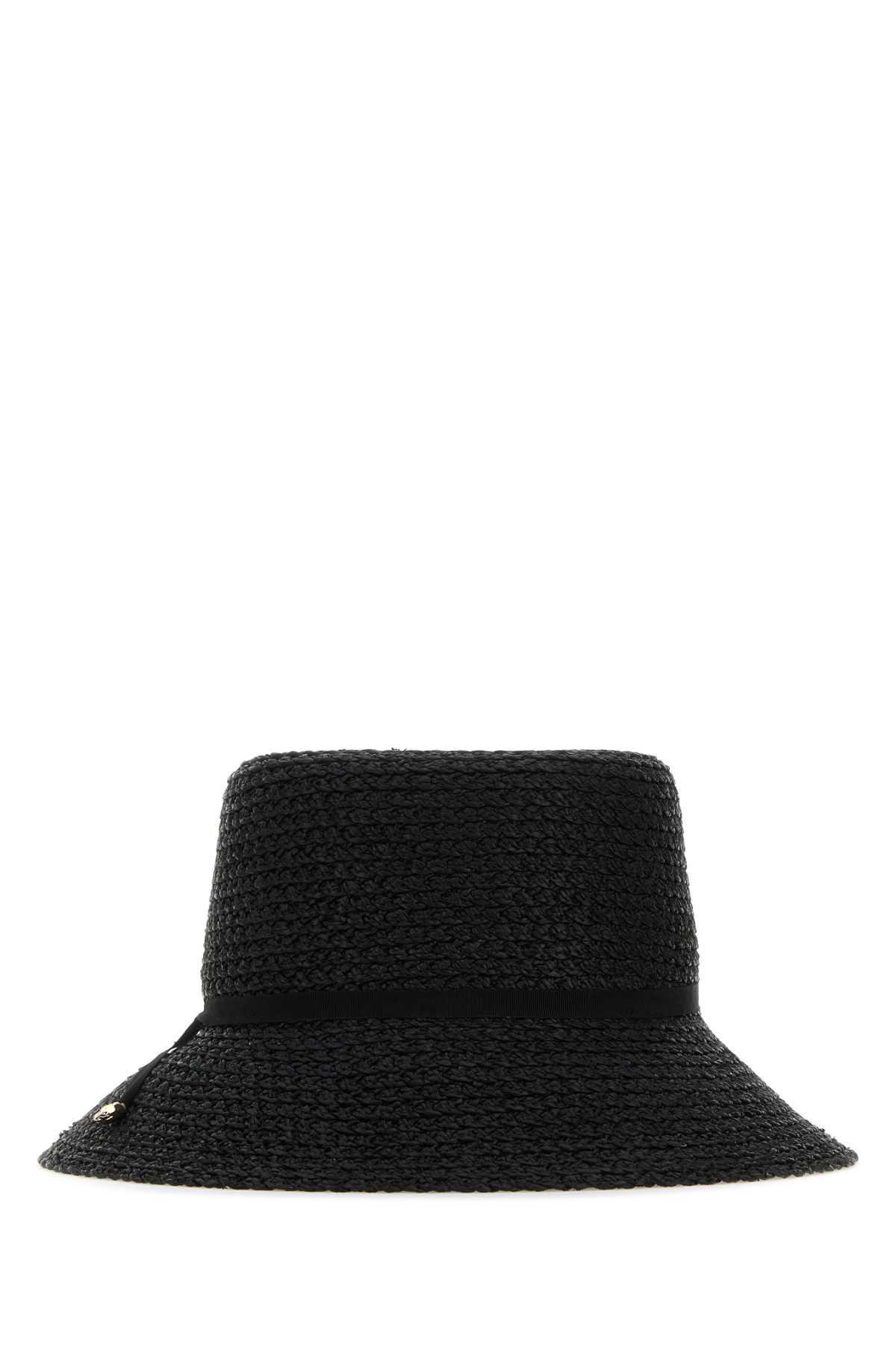 Shop Helen Kaminski Black Raffia Naaima Hat In Charcoalblack