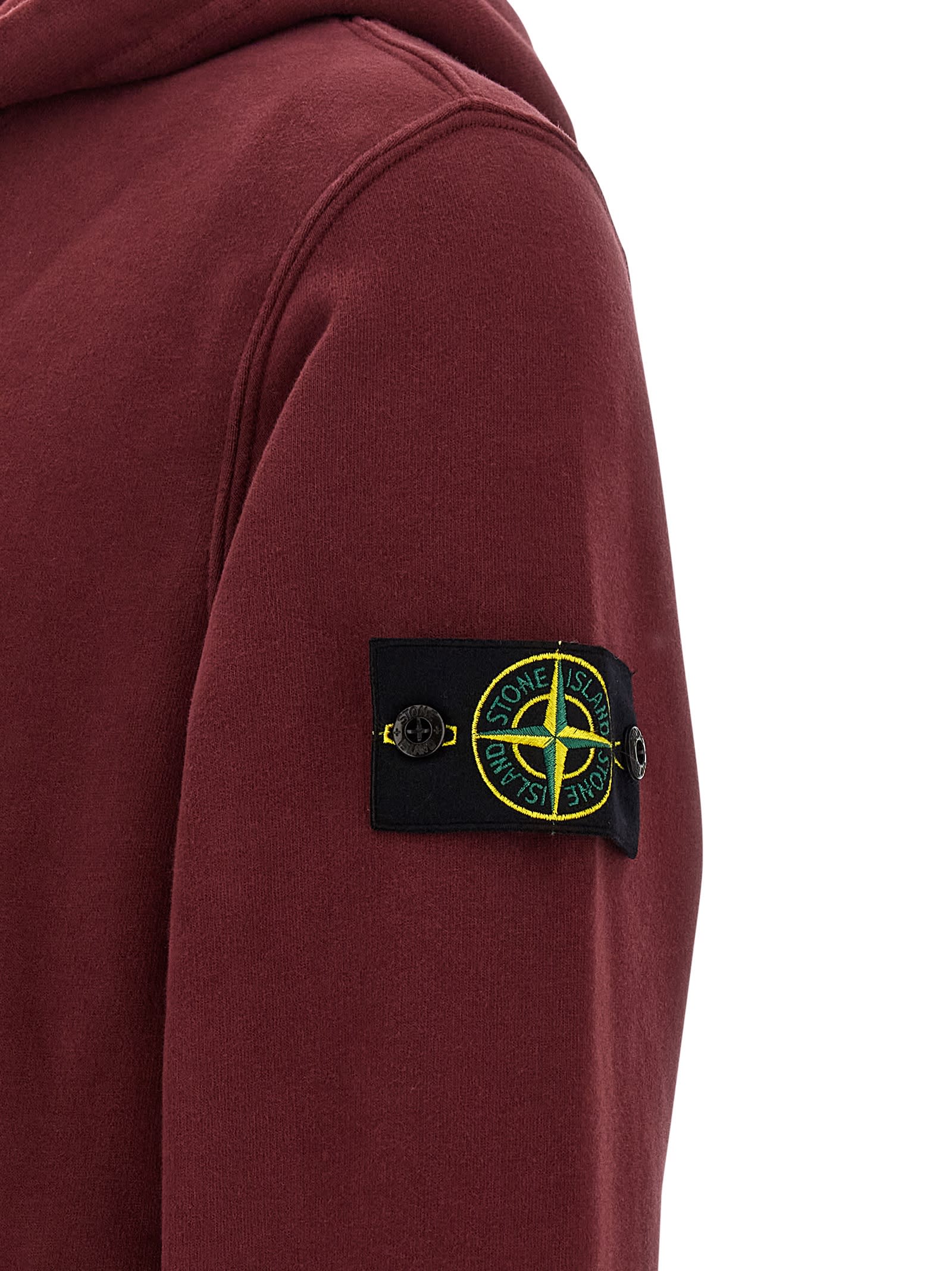Stone Island Hoodie With Kangaroo Pocket In Burgundy
