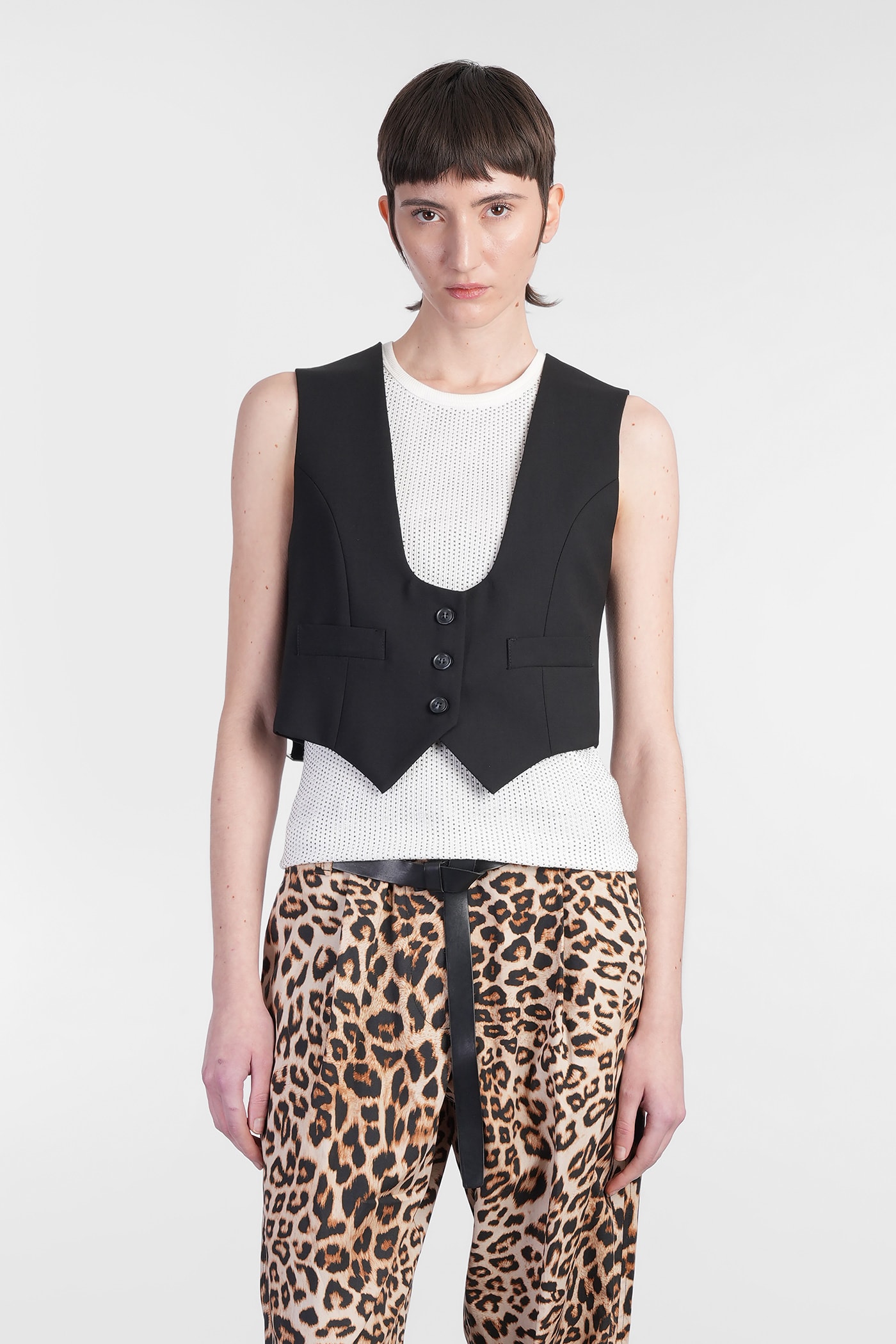 A Paper Kid Vest In Black Wool In Black