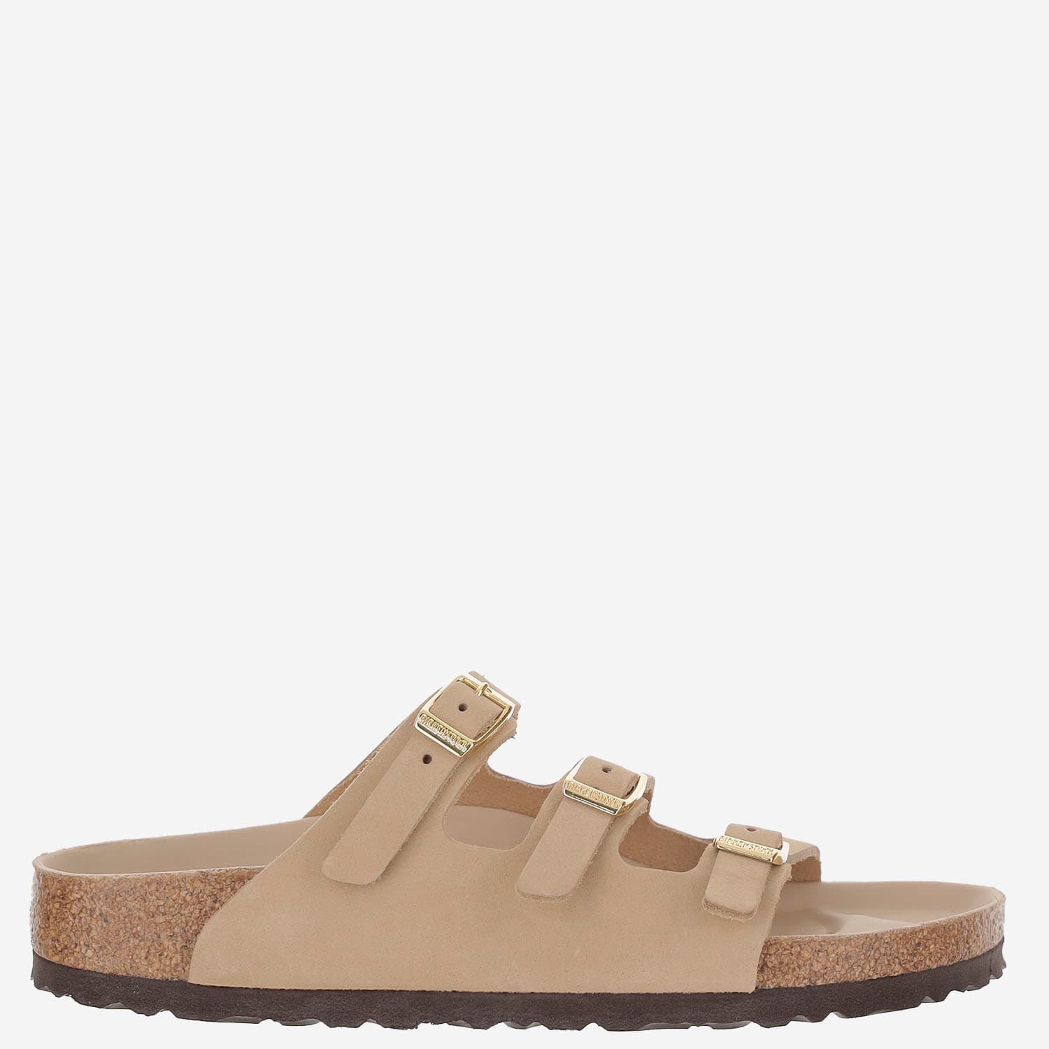 Birkenstock Beige Leather Florida Slippers In Pink