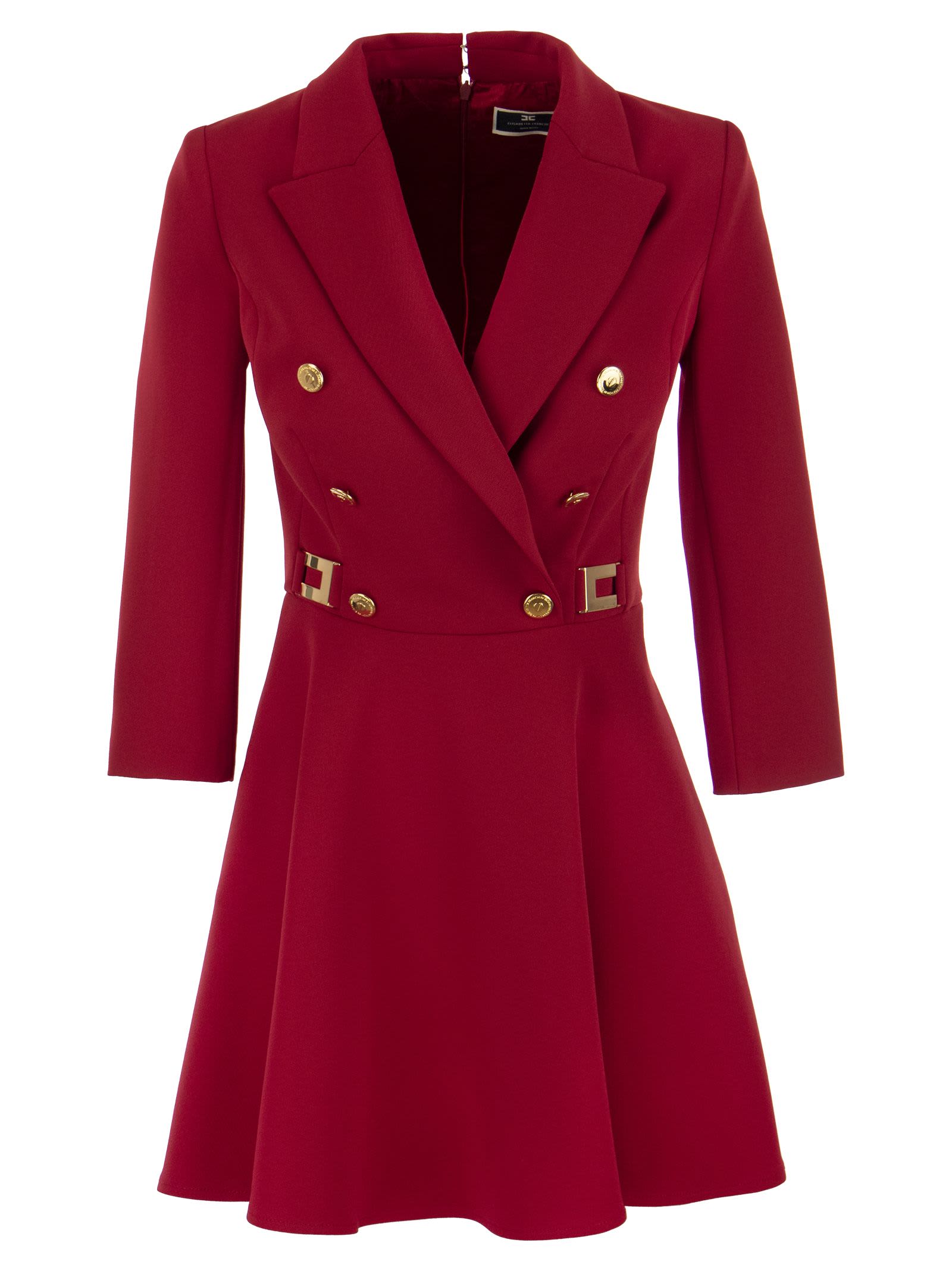ELISABETTA FRANCHI dressing gown-MANTEAU IN DOUBLE CREPE WITH GODET SKIRT