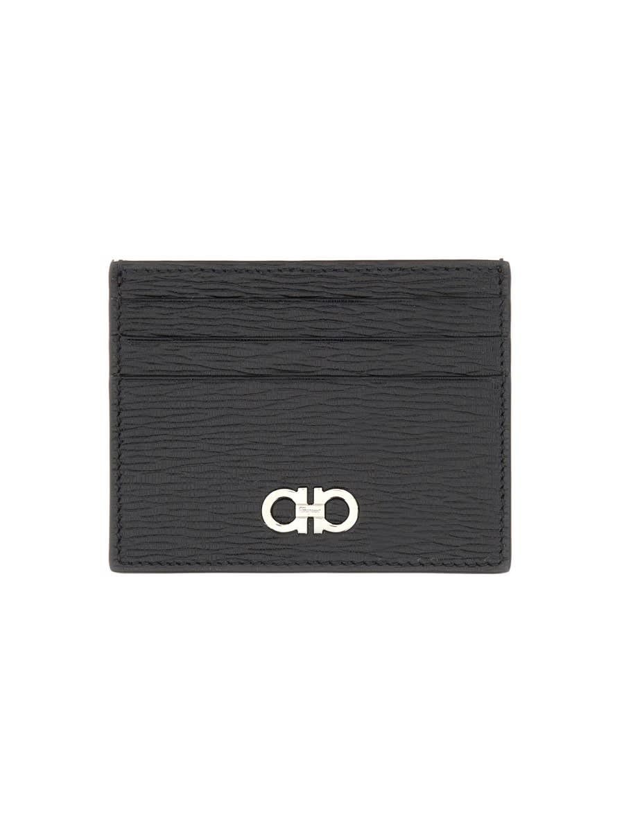 Shop Ferragamo Leather Card Holder In Black