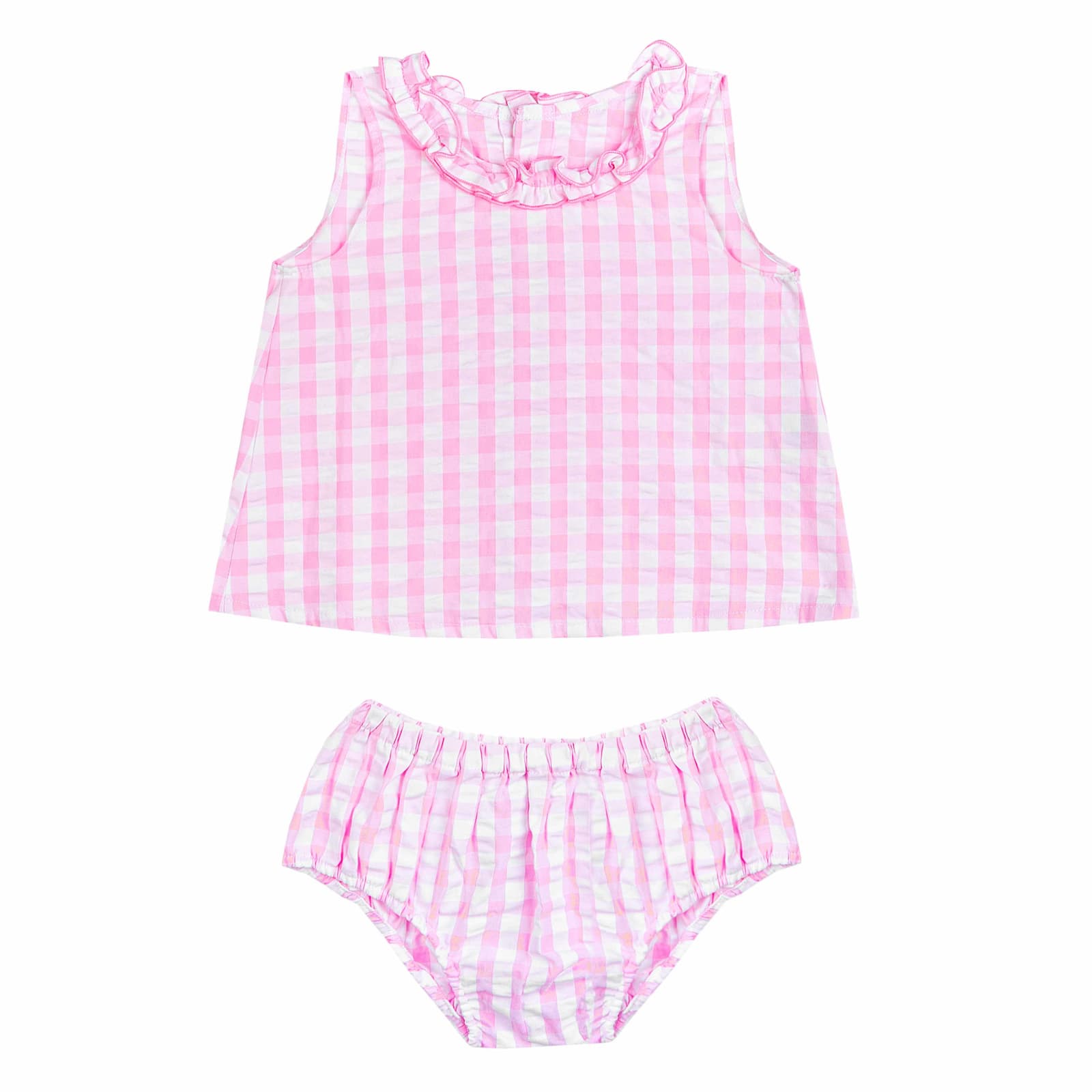 MC2 Saint Barth Pink Gyngham Print Baby Girl Dress
