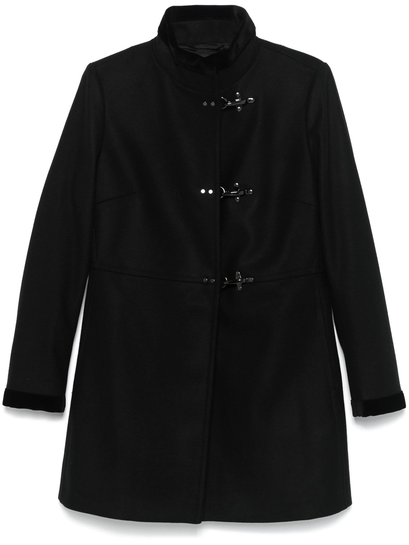 Black Virgin Wool Blend Virginia Coat