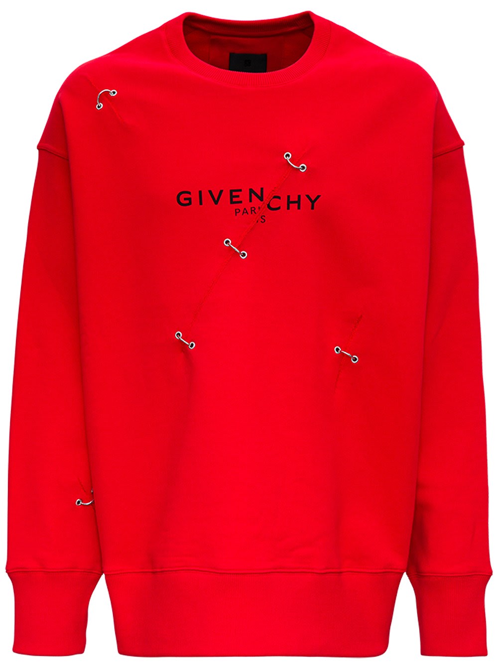 Givenchy Red Oversize Sweatshirt With Logo And Metal Details