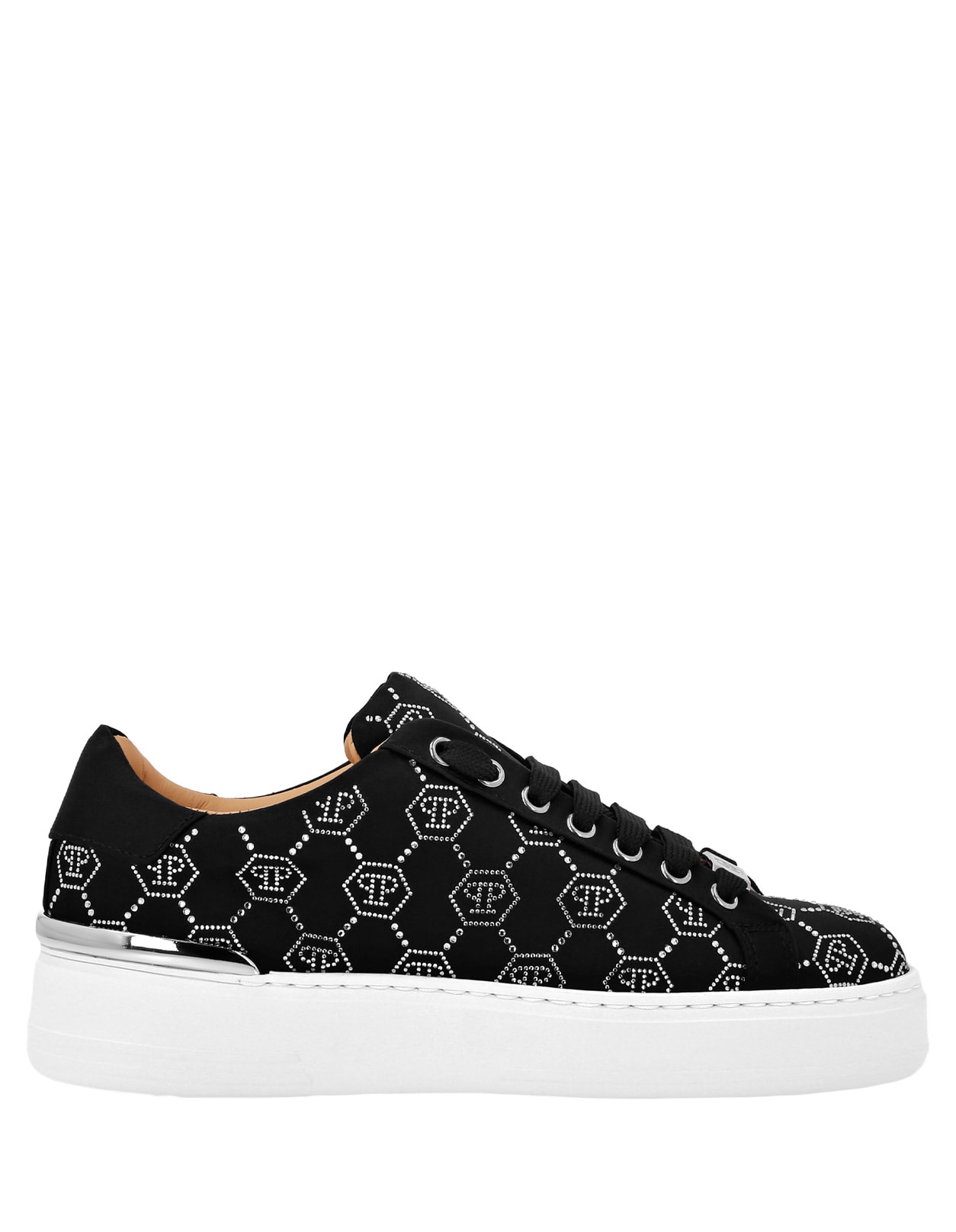 Black Satin Low-top Sneakers Strass Monogram