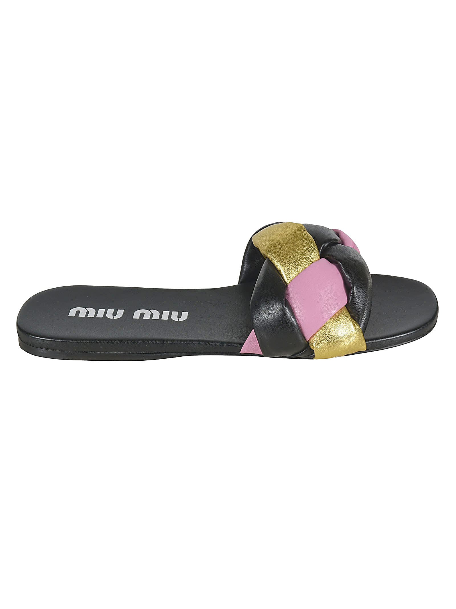 Buy Miu Miu Woven Sliders online, shop Miu Miu shoes with free shipping