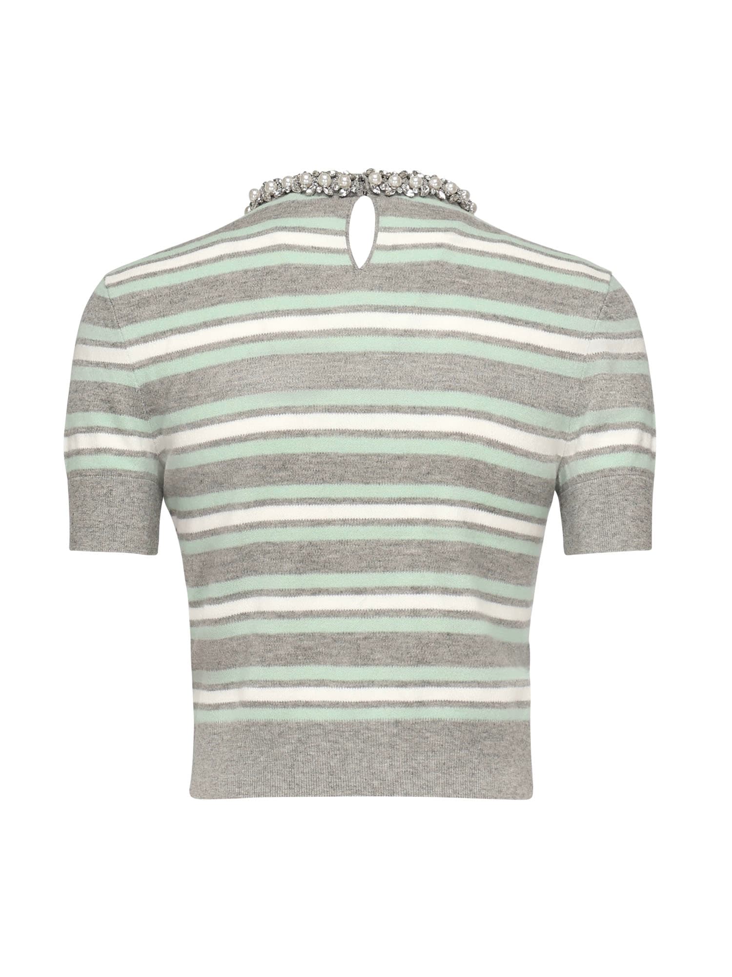 Self-portrait Striped Sweater With Crystal Trim In Animal Print