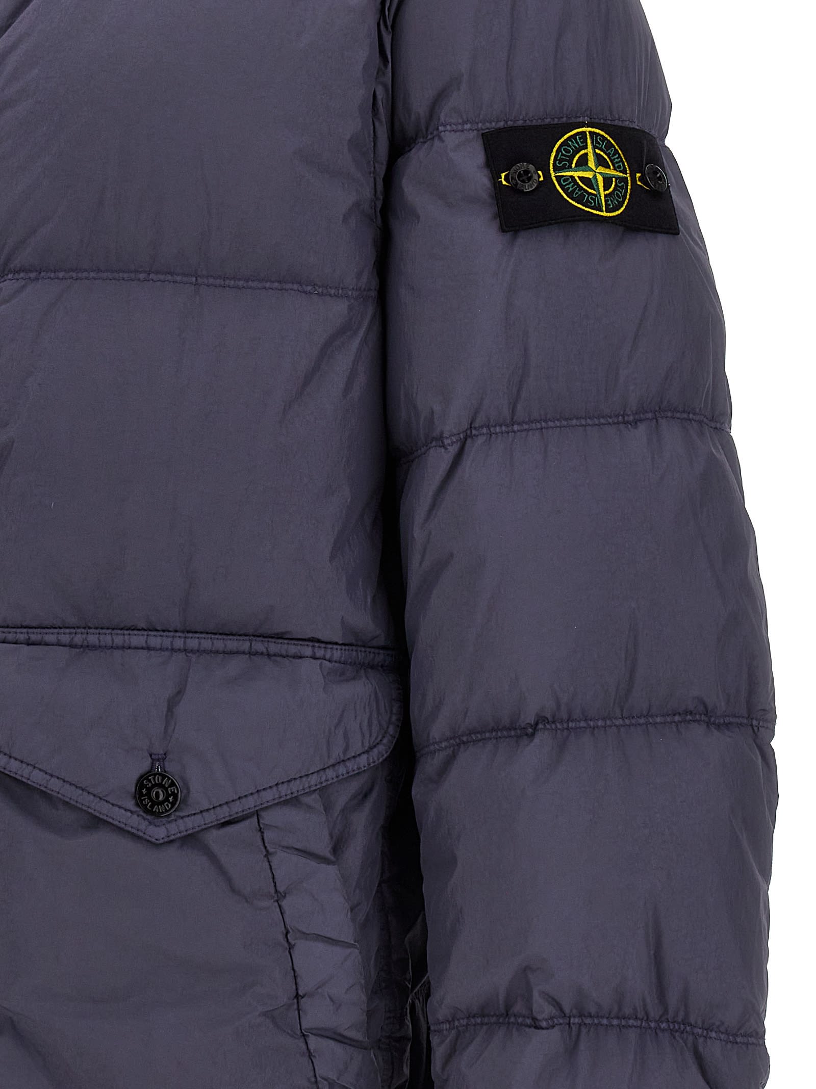 Shop Stone Island Garment Dyed Crinkle Reps R-ny Down Down Jacket In Gray