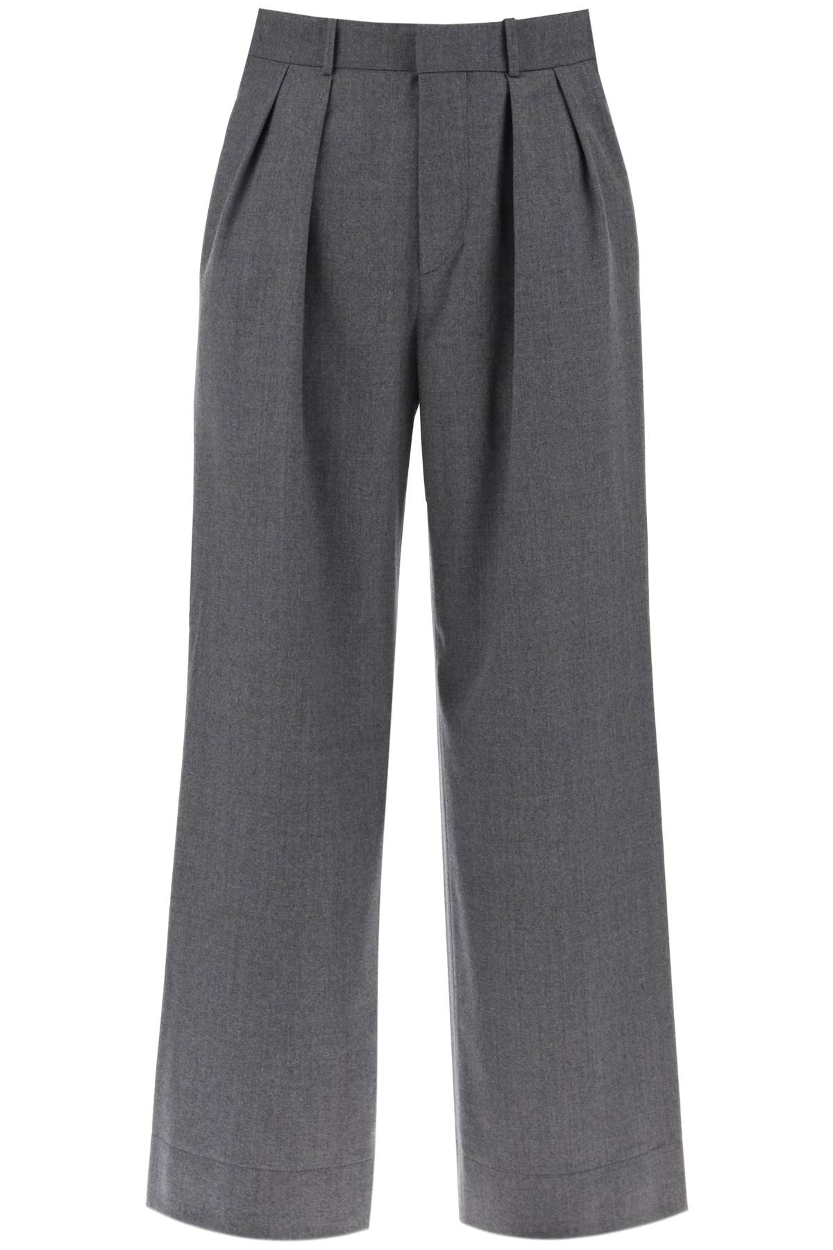 Shop Wardrobe.nyc Wide Leg Flannel Trousers For Men Or In Charcoal (grey)