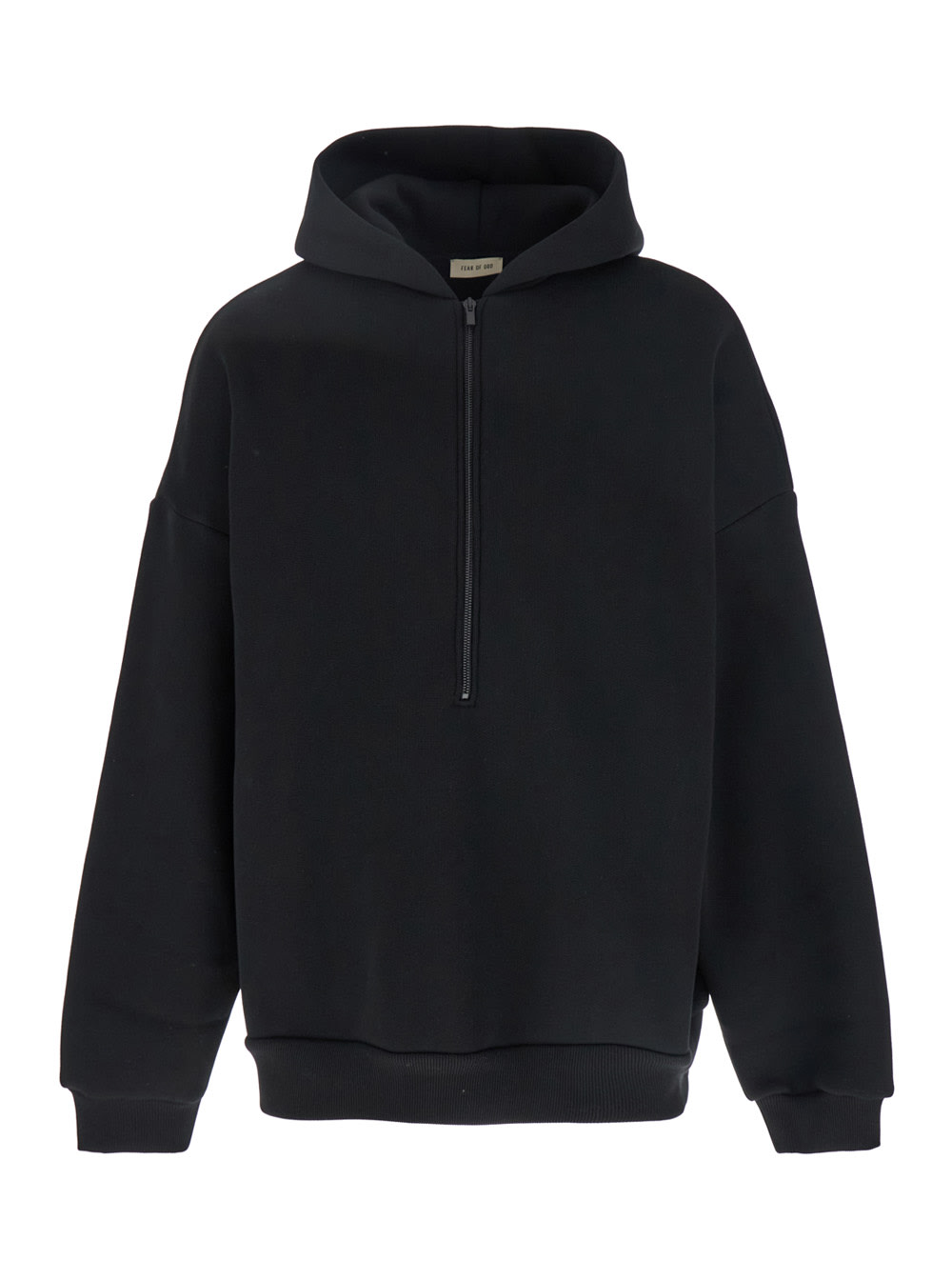 Shop Fear Of God Half Zip Hoodie In Black