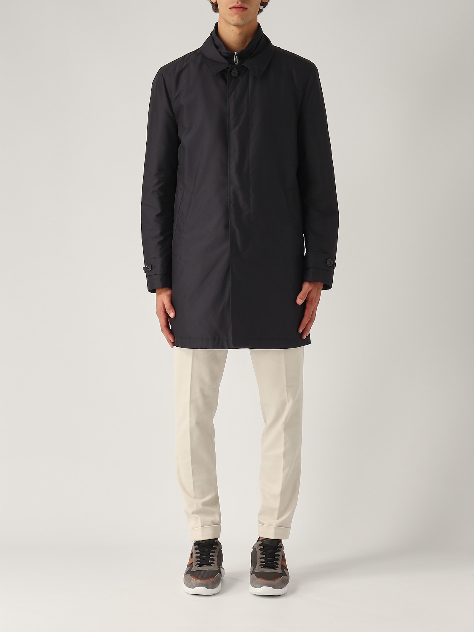 Shop Fay Easy Morning Db Front Raincoat In Navy