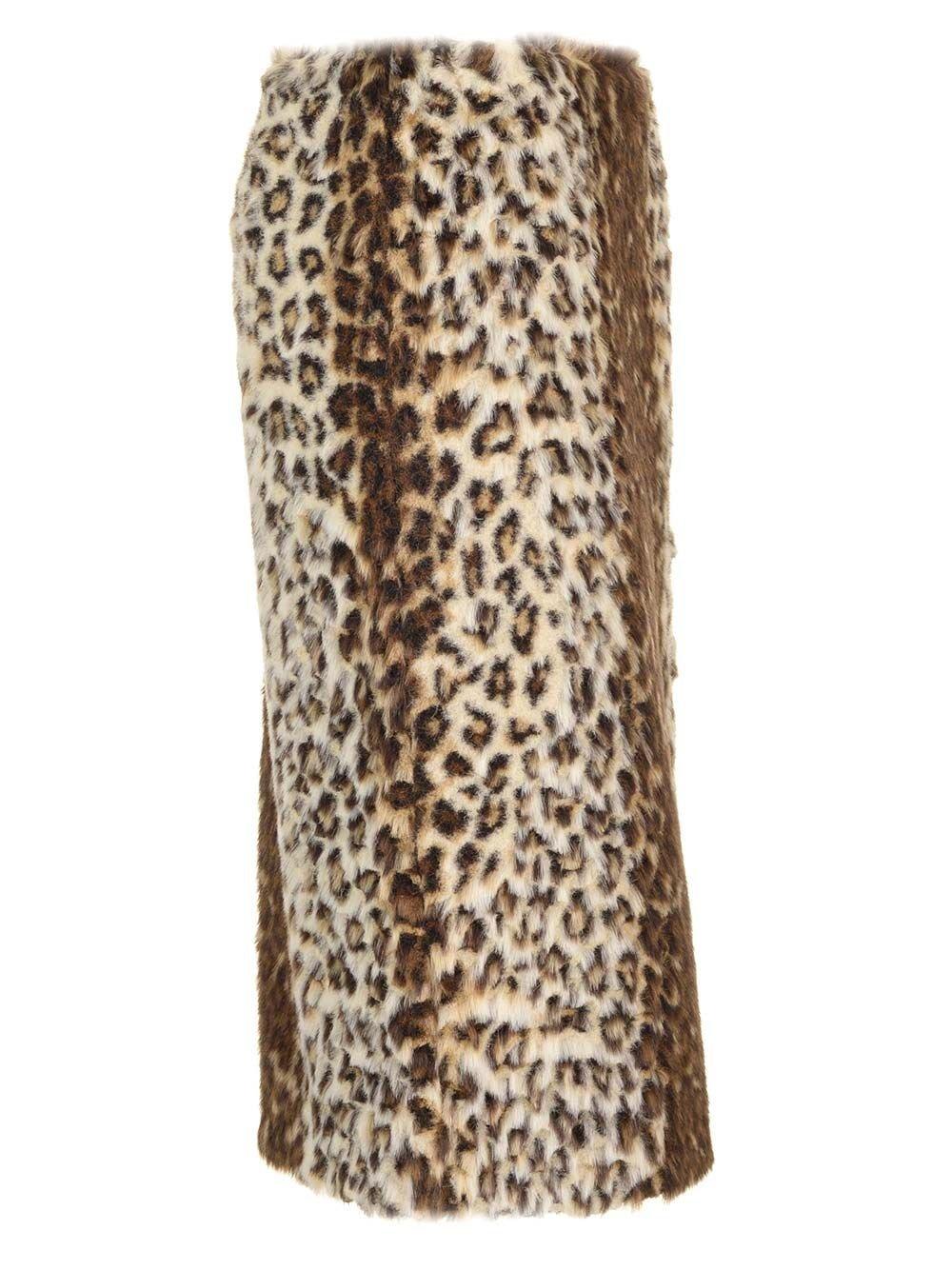 Alexander Mcqueen Faux Fur Midi Skirt In Beige