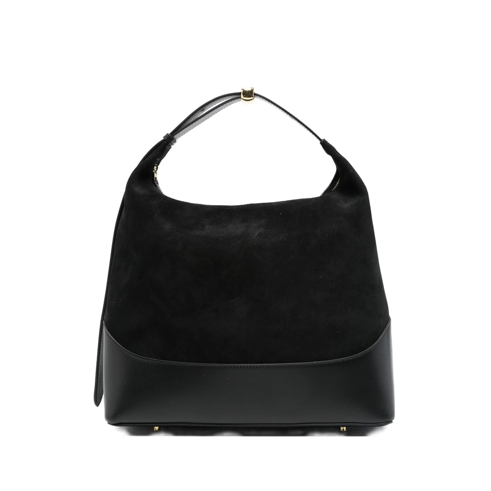 Elleme Large Loop Suede Leather Shoulder Bag In Black