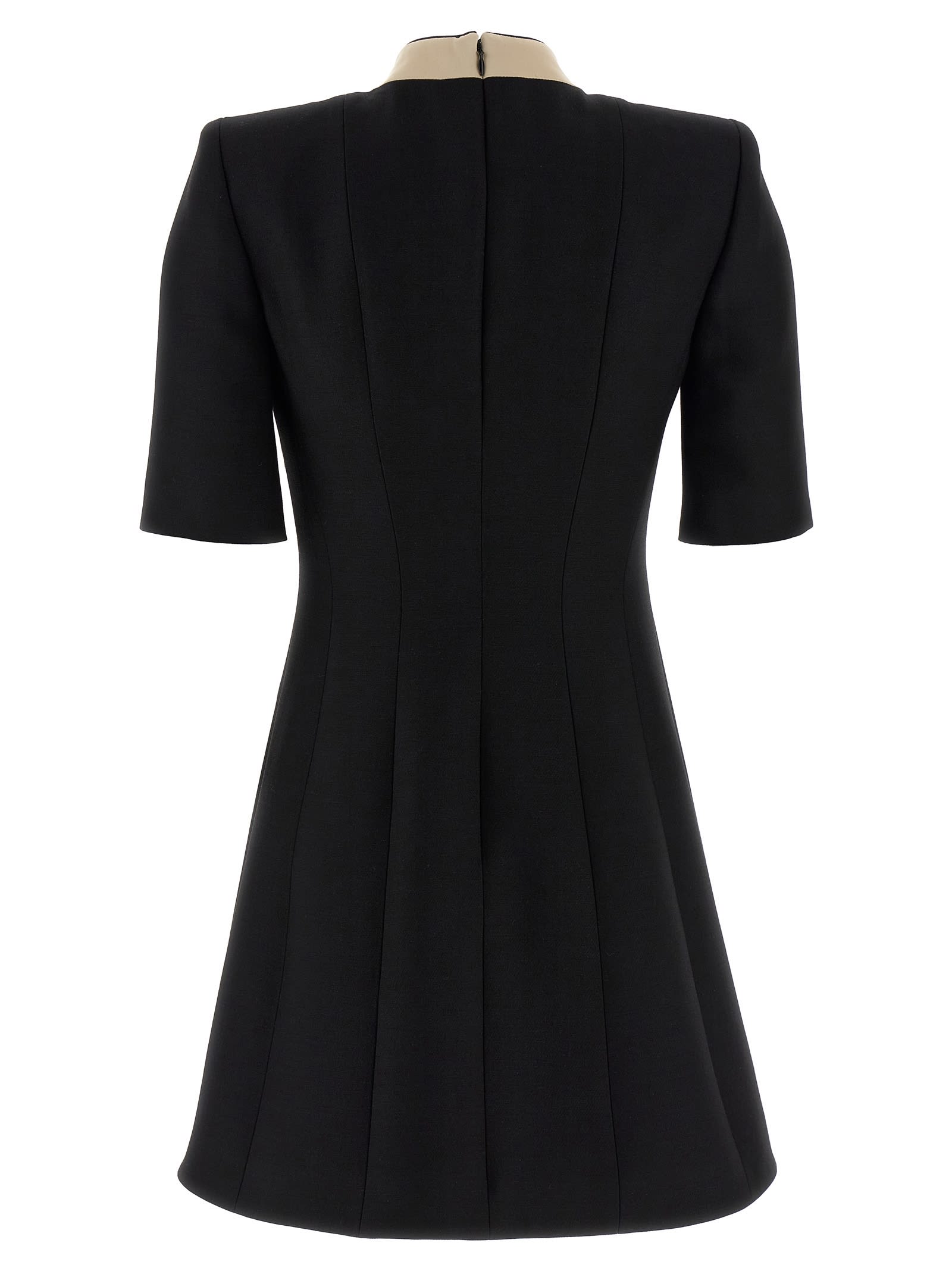 Valentino Garavani Wool And Silk Dress Dresses Black In Black