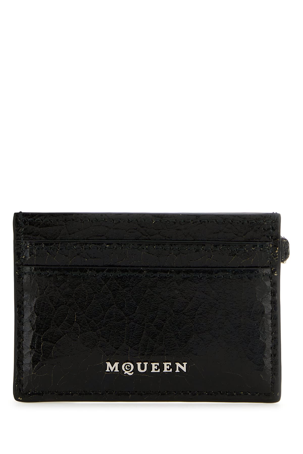 Shop Alexander Mcqueen Sling Card Holder In Blackcaramelsilver