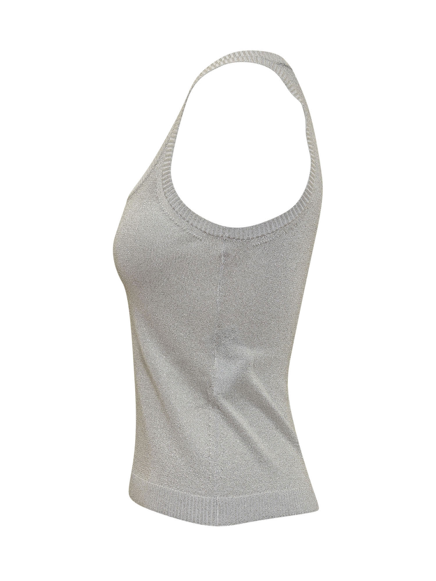 Shop Missoni Viscose Tank Top With Metalized Filaments In Silver