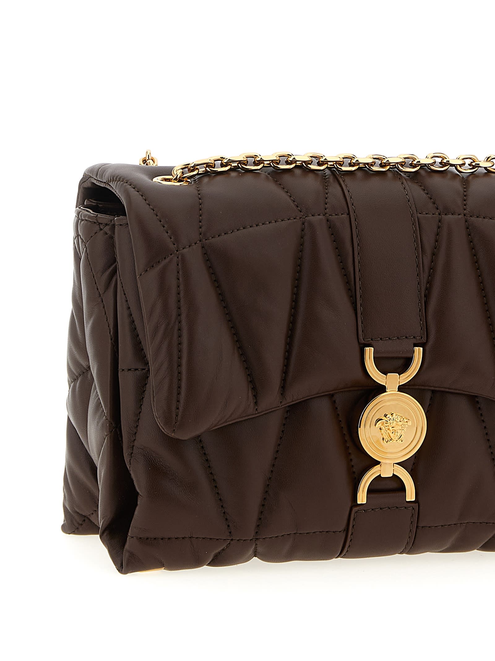 Versace Kleio Shoulder Bag In Brown