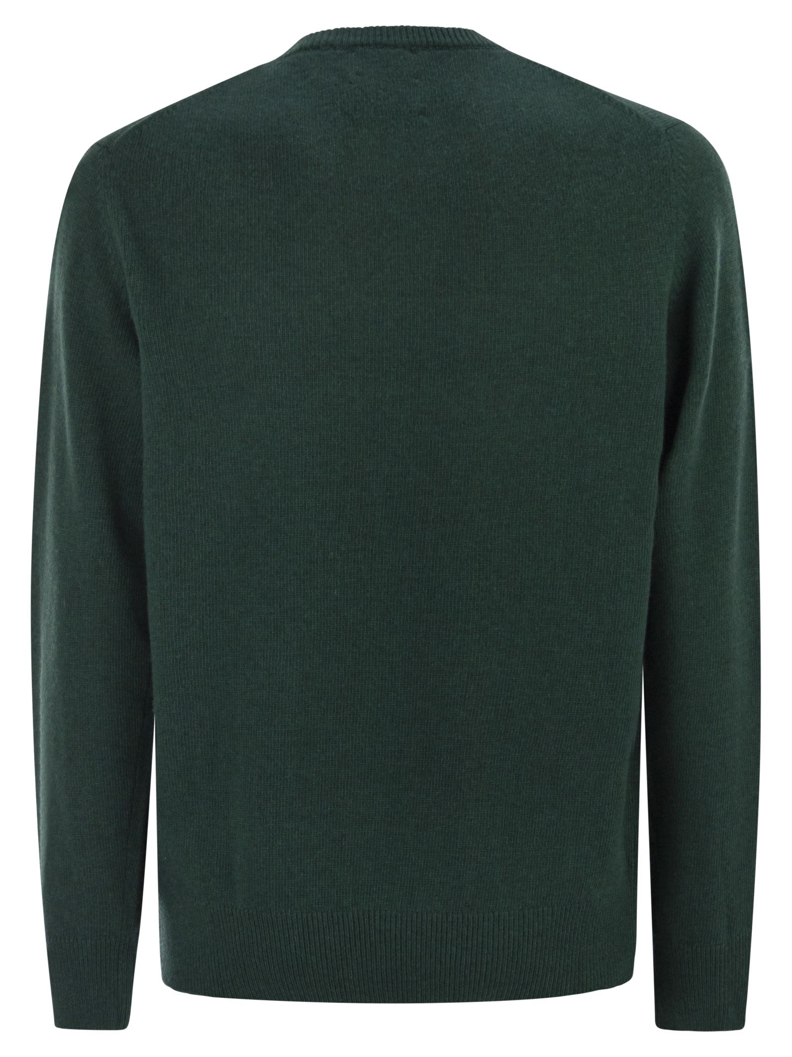 Mc2 Saint Barth Heron - Crew Neck Sweater With Embroidery On The Front In Green
