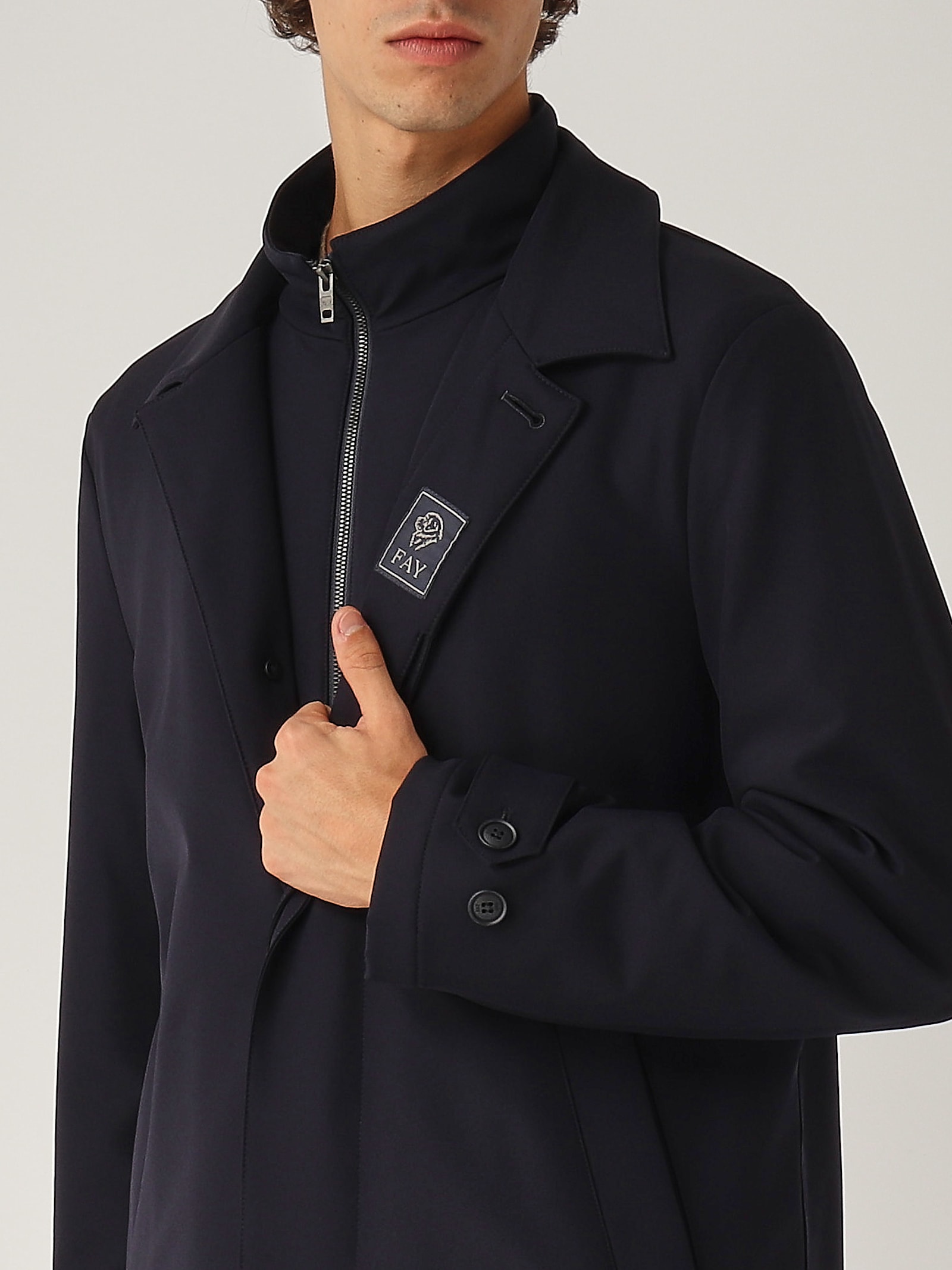 Shop Fay Morning Jersey Raincoat In Navy