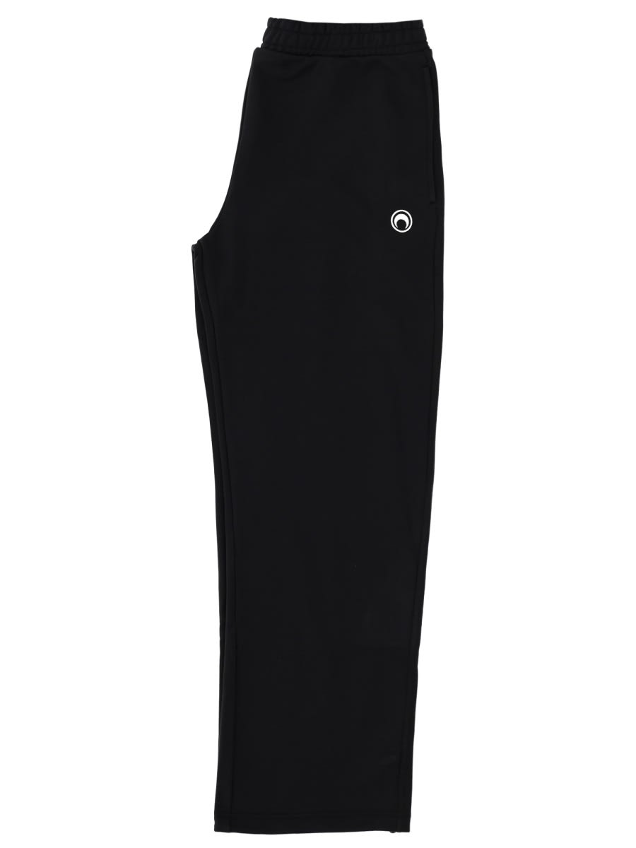 Marine Serre Moon Logo Fleece Sweatpants In Black