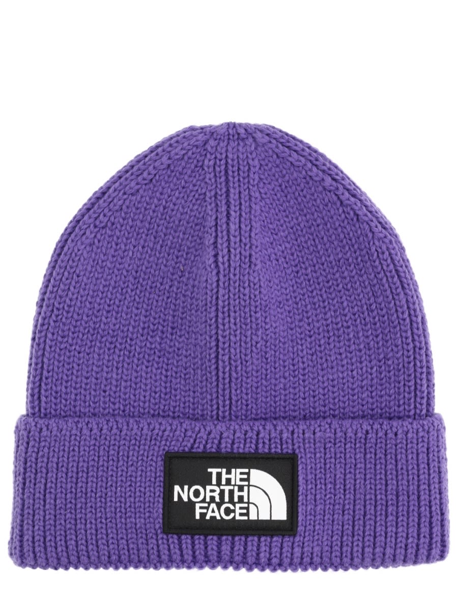 The North Face Knit Hat With Ribbed Cuff Design In Blue
