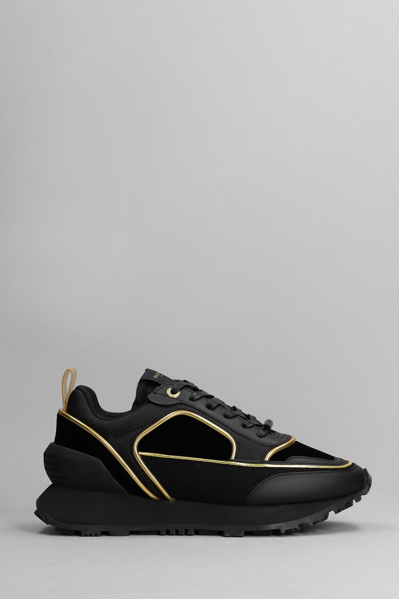 Balmain Sneakers In Black Suede And Leather