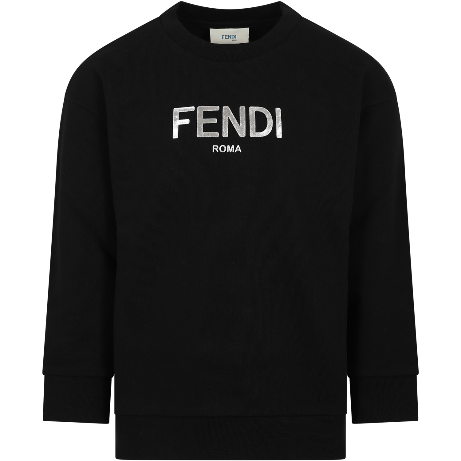 Fendi Black Sweatshirt For Kids With Logo In Back