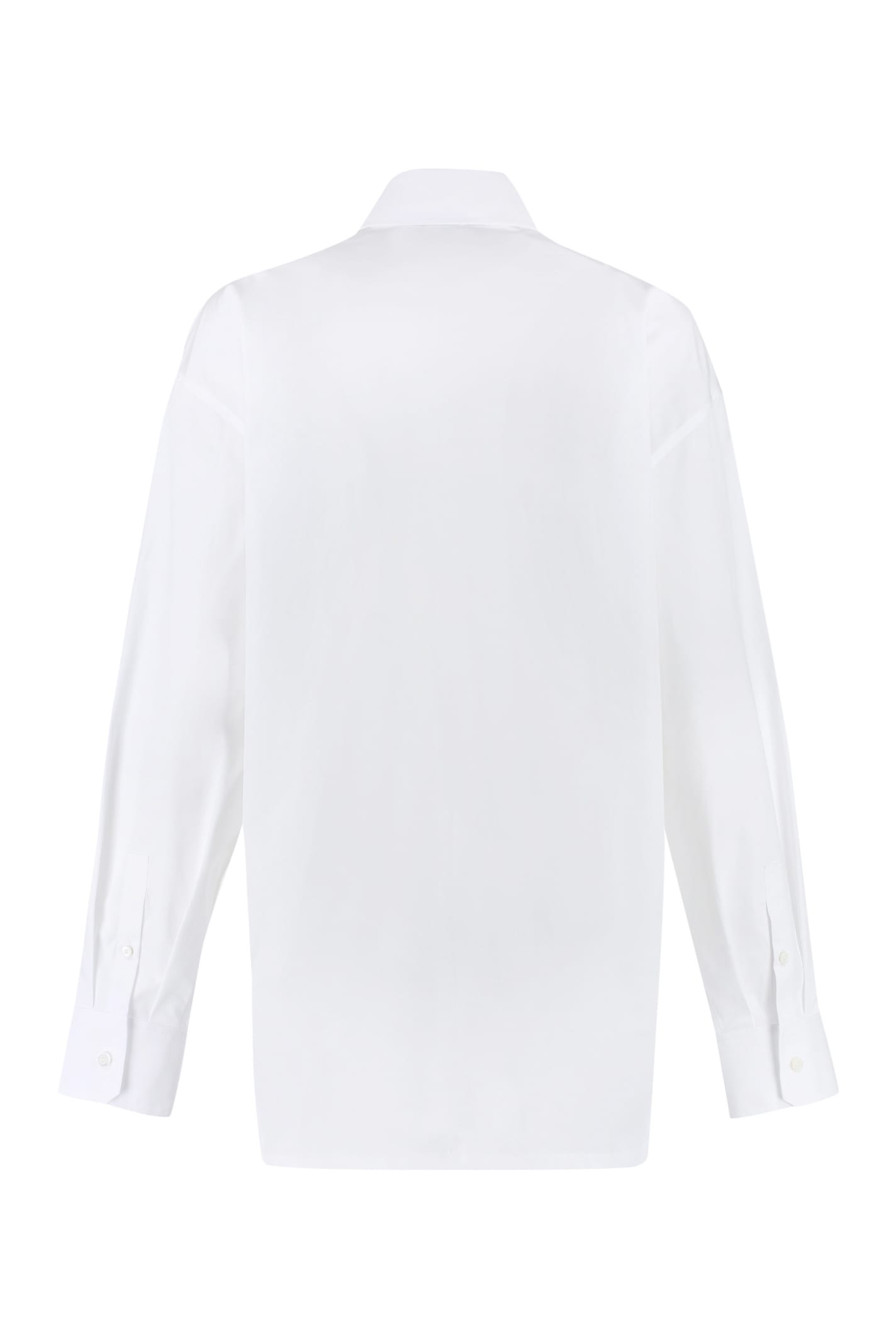 Shop Prada Long Sleeve Cotton Shirt In White