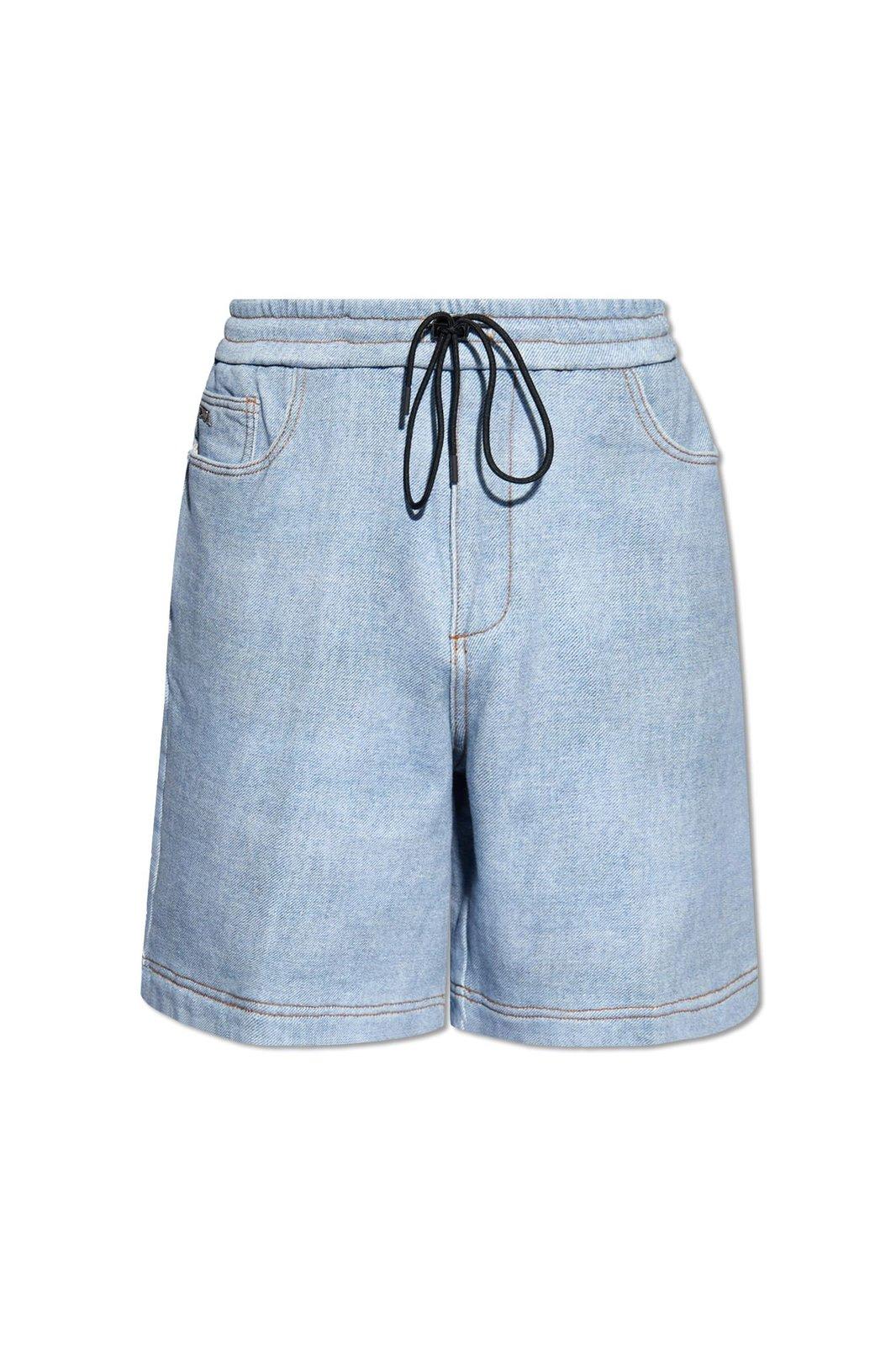 Shop Emporio Armani Denim Shorts In Clear Blue