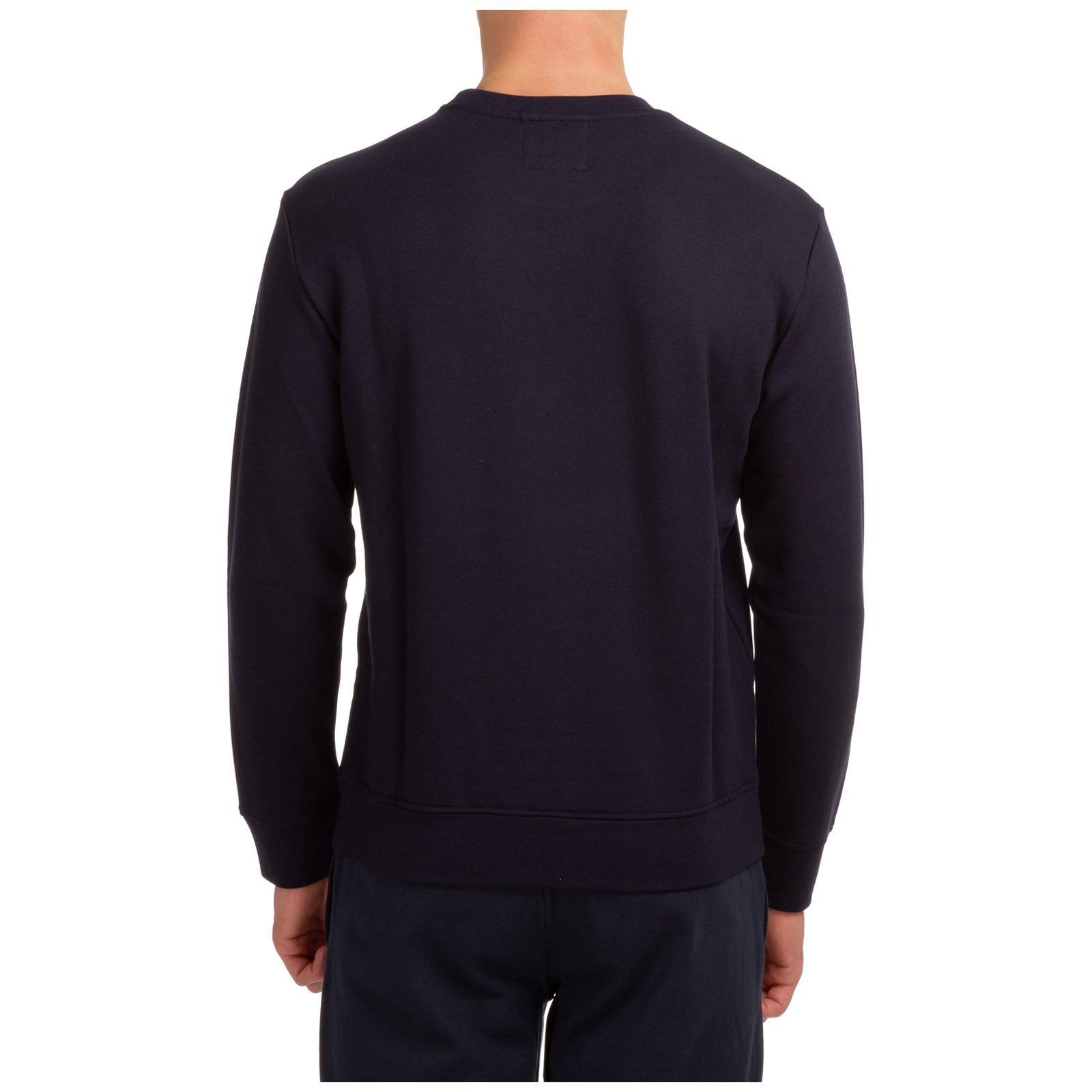 Emporio Armani Cotton Blend Crewneck Sweatshirt In Navy Logo