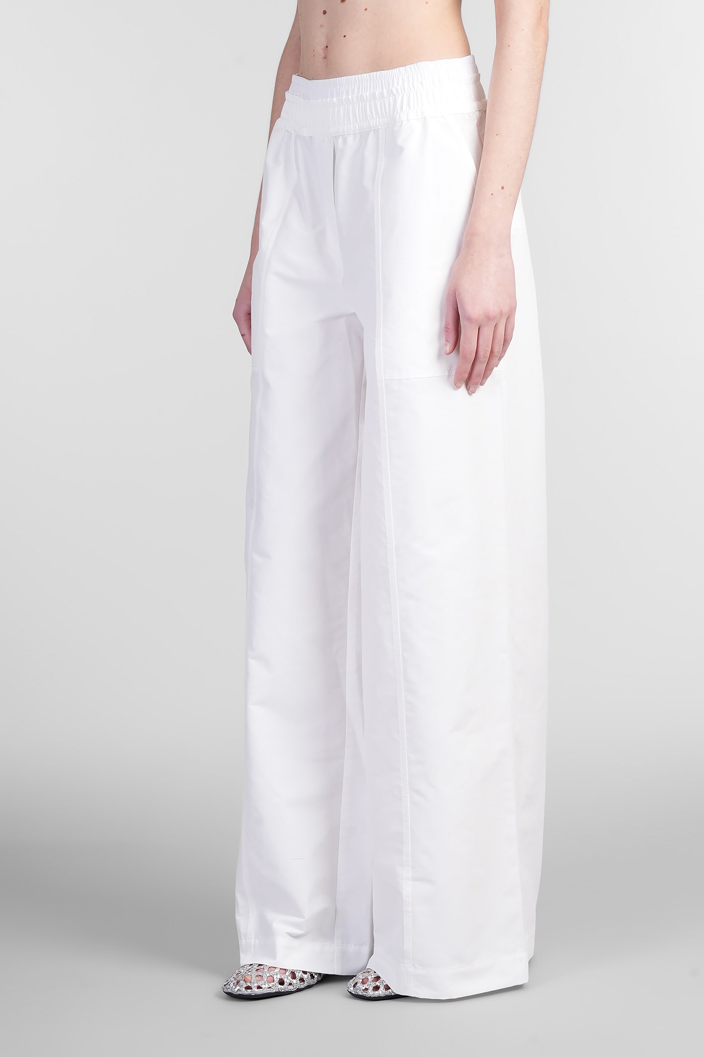 Simkhai Olly Double-waist Cotton Faille Wide-leg Pants In White