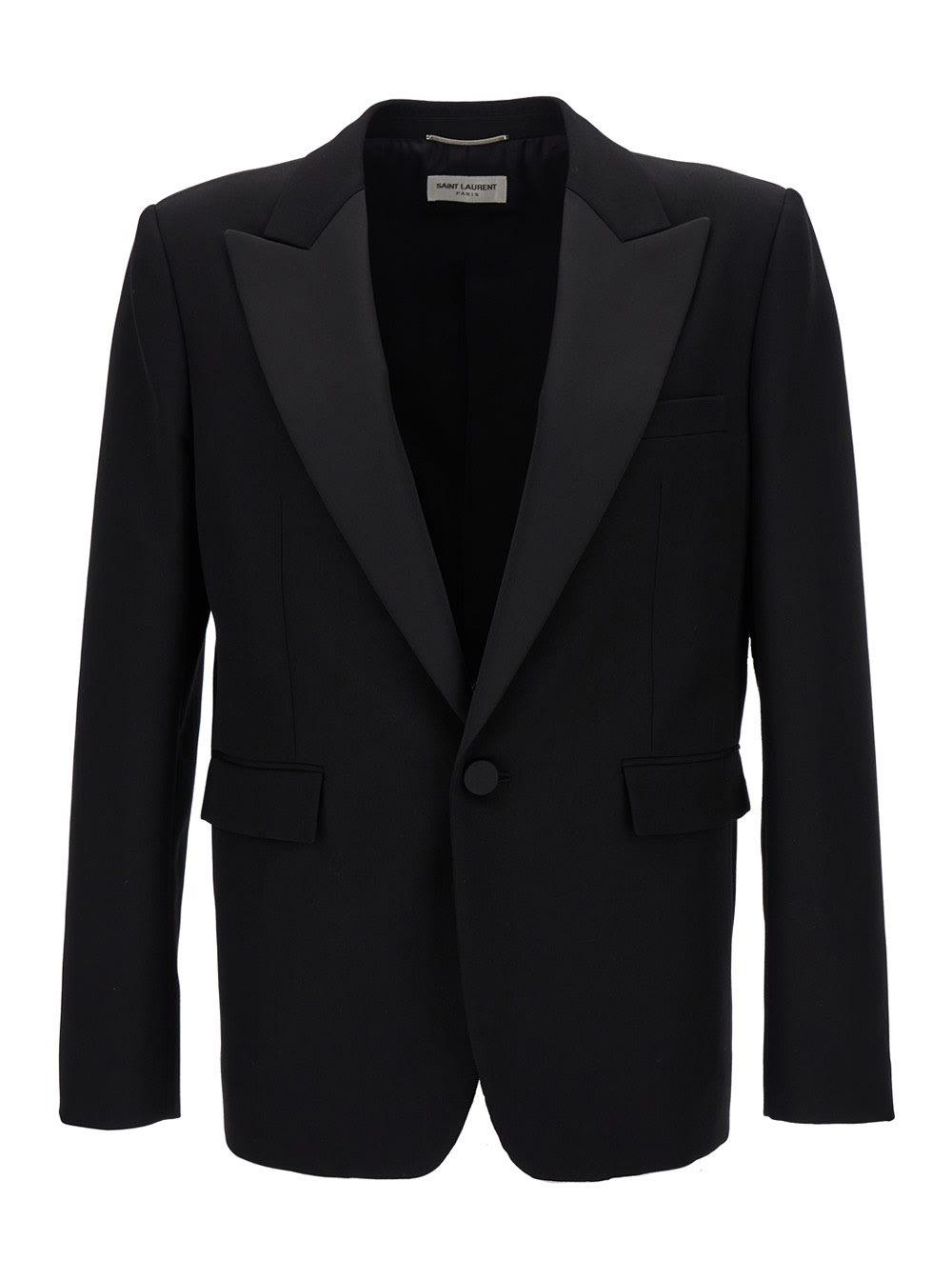 Shop Saint Laurent Black Single-breasted Tuxedo Jacket In Virgin Wool Man