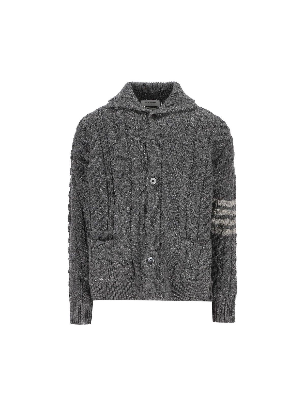 Shop Thom Browne Button-up Knit Cardigan In Grey