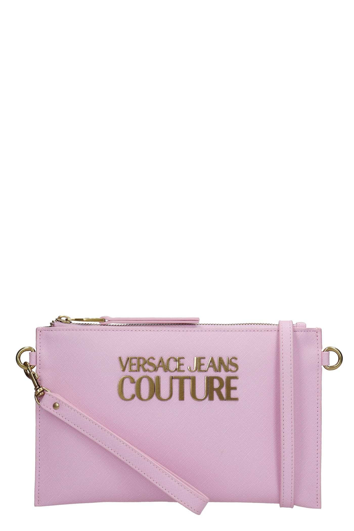 Versace Jeans Couture Clutch In Rose-pink Faux Leather