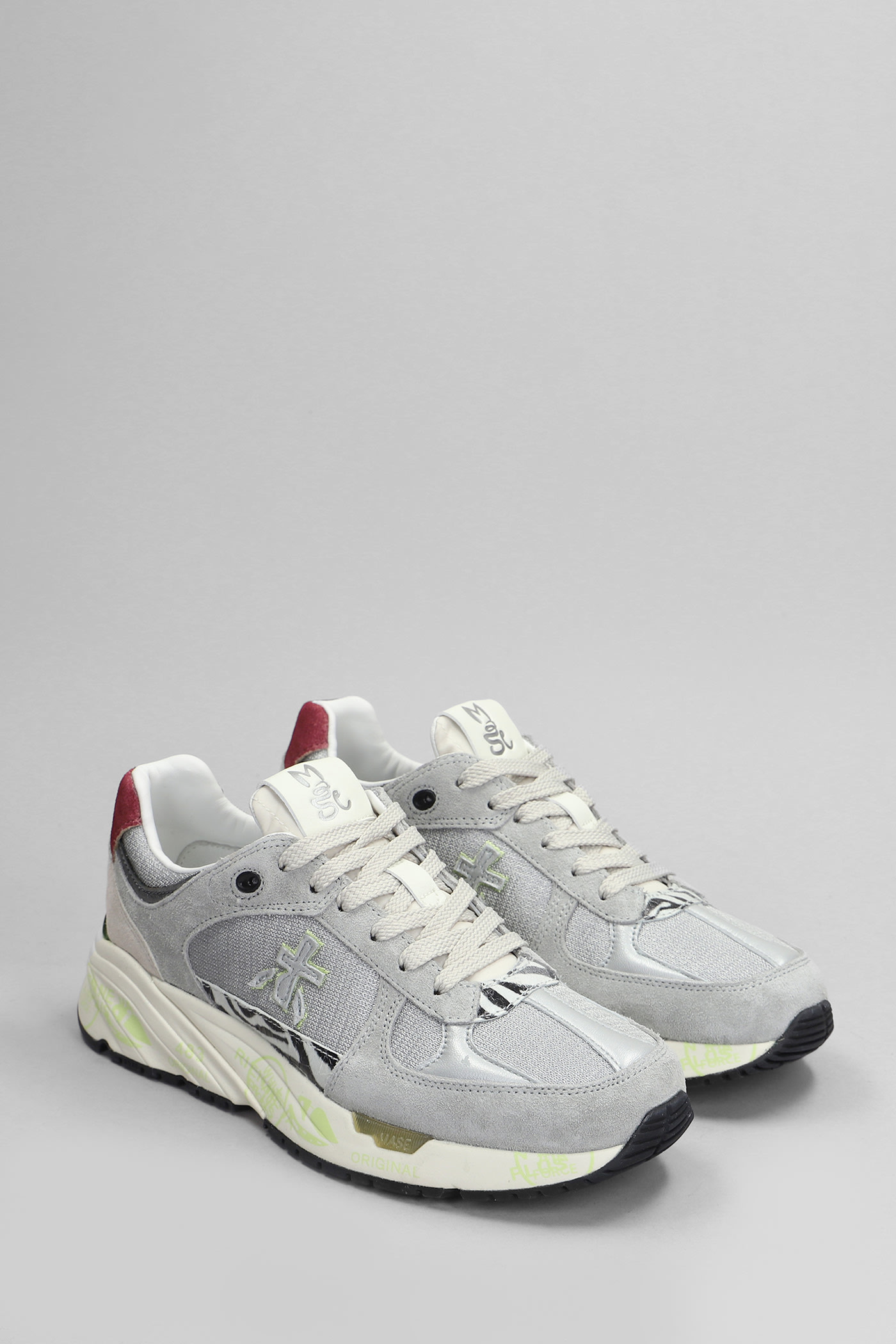 Shop Premiata Mase Sneakers In Grey Suede And Fabric