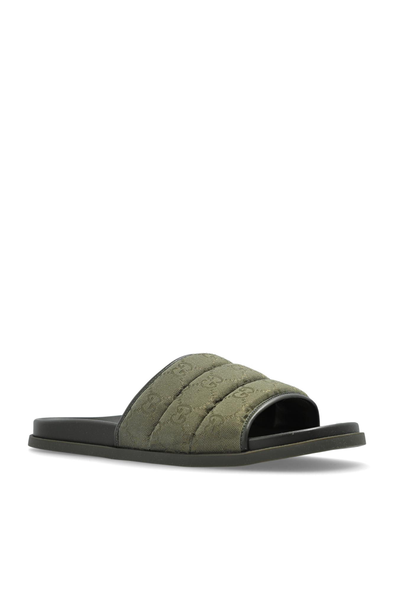 Gucci Green Open Toe Slides In Green