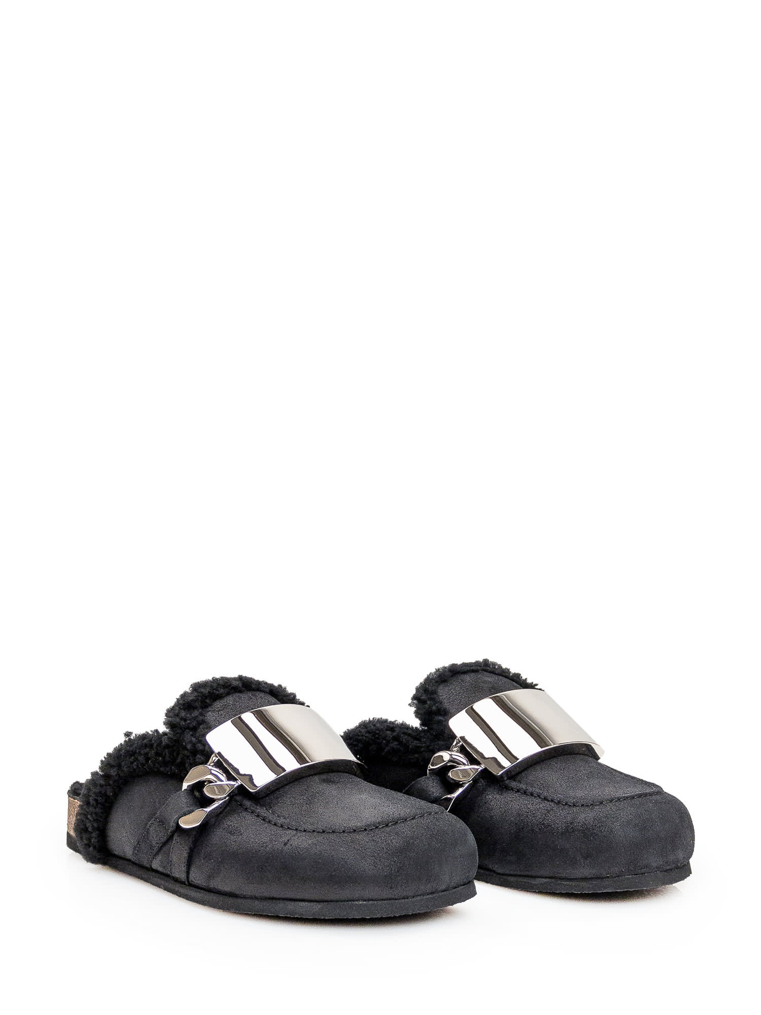 Shop Jw Anderson Mules Shearling In Black