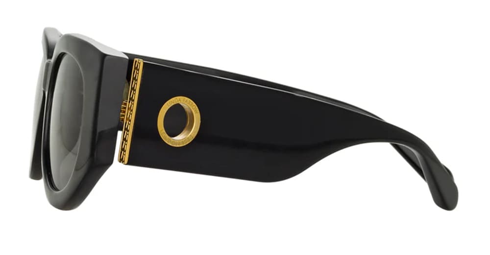Linda Farrow Debbie - Black / Yellow Gold Sunglasses In Black